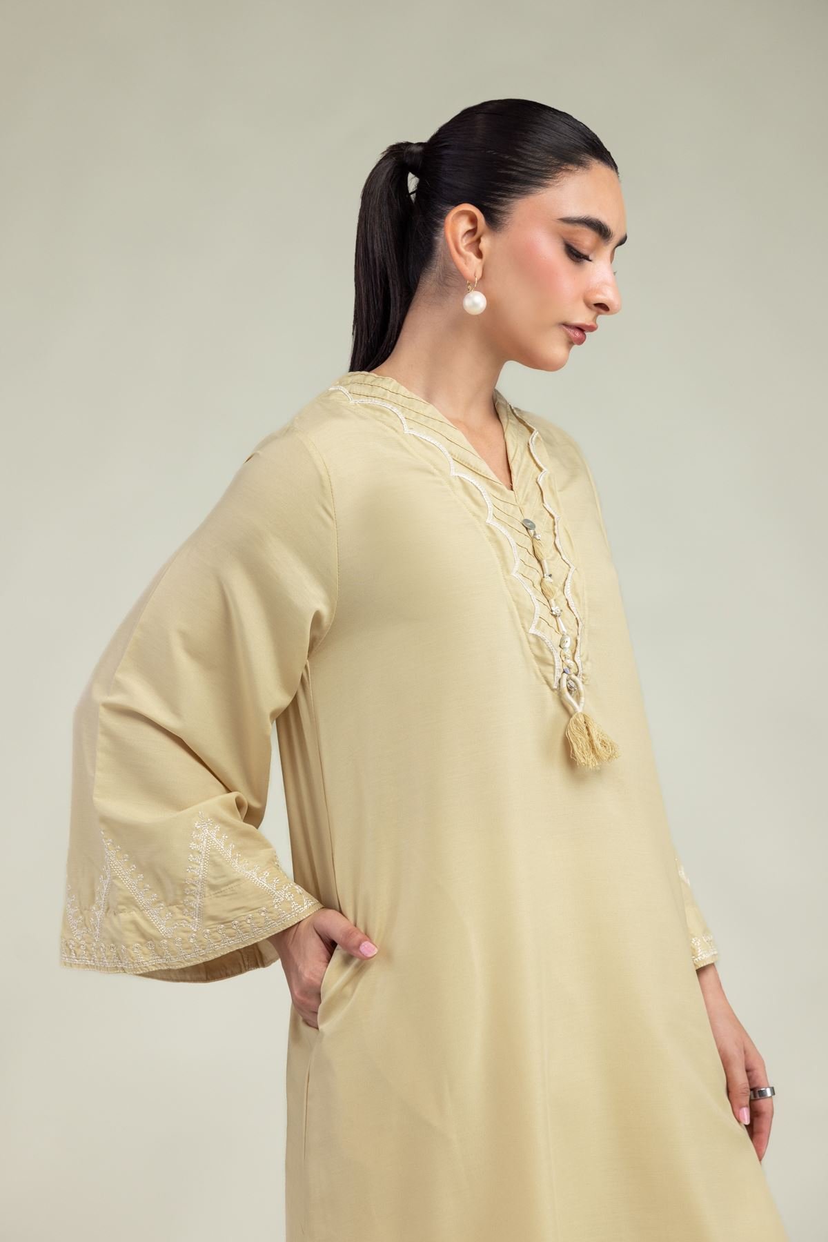Embroidered Arabic Lawn Long Lawn Kurta - T-A33-26-210FJ1-VG