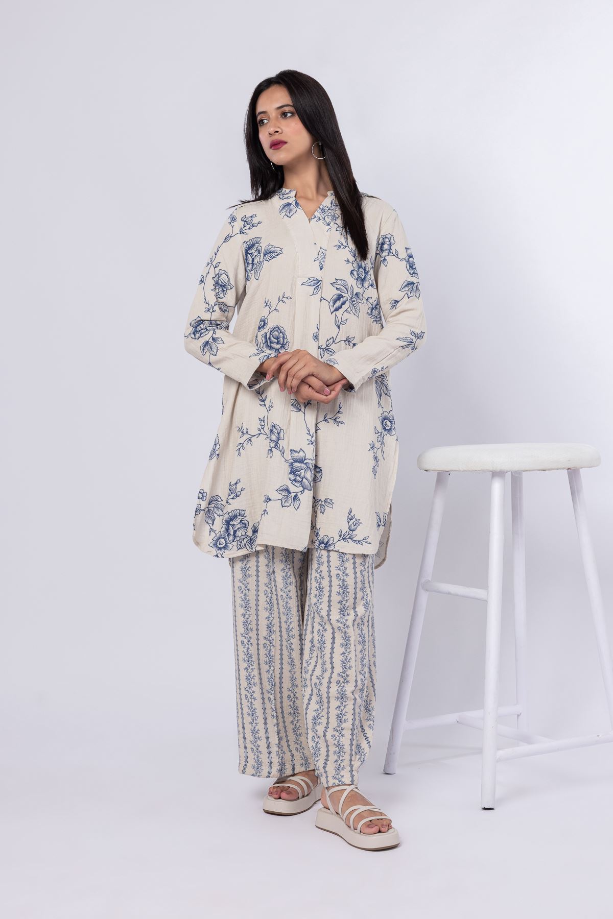 Printed Cheese Cloth Pants - 25-10-10S6-07TB-VG