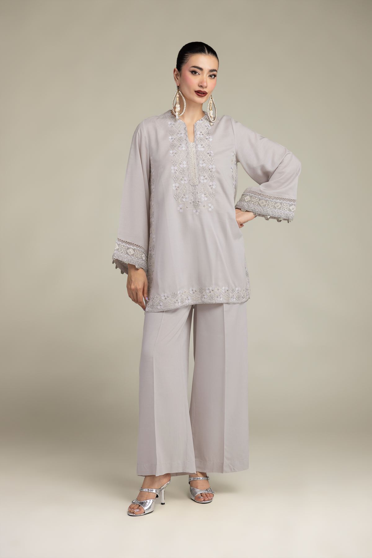 Embroidered Raw Silk Silk Threadwork Kurta - 1-26-231-A-C1-VG