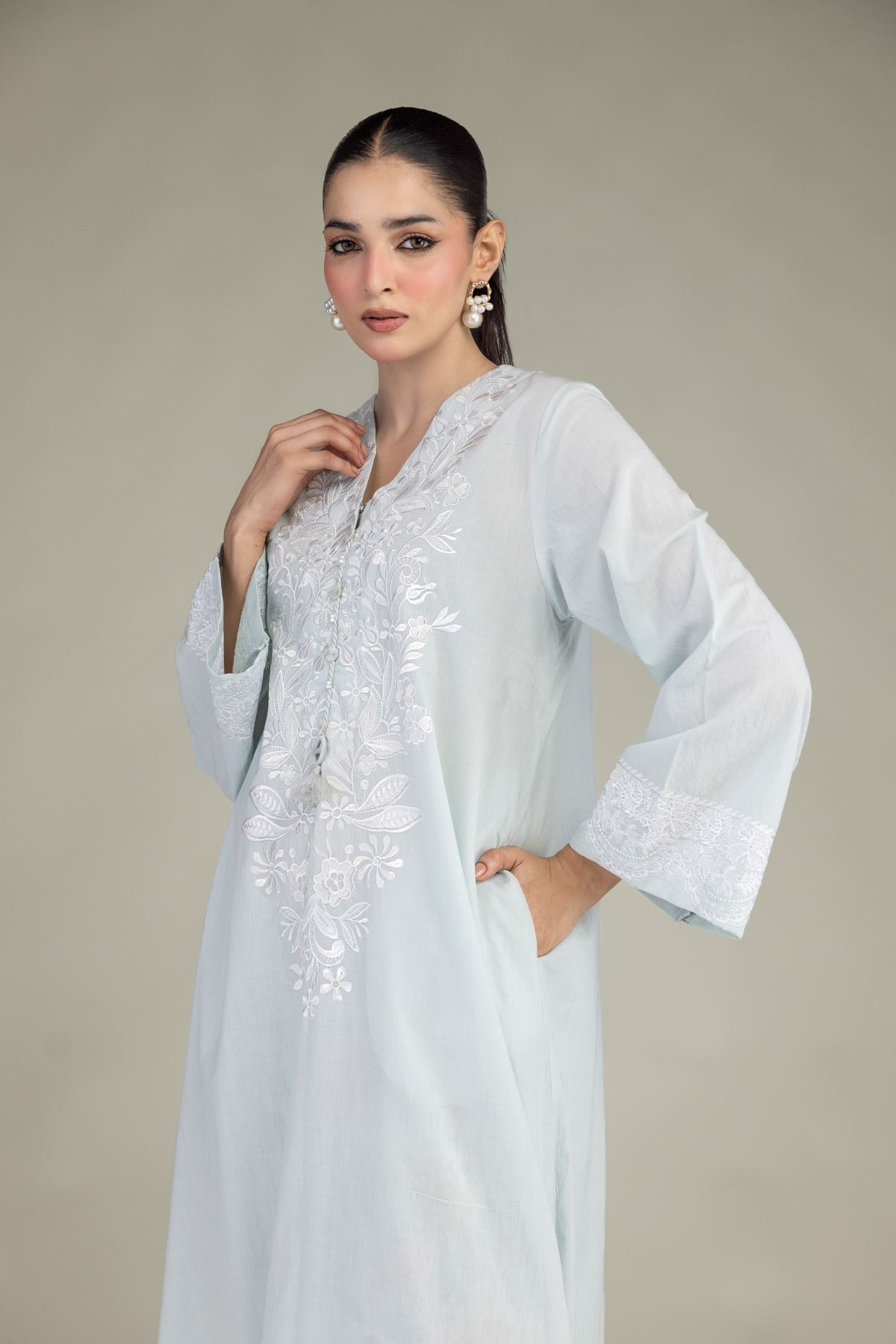 Embroidered Cambric Fabrics 2 Piece | Top and Bottom - A22-26-214FH1-VG