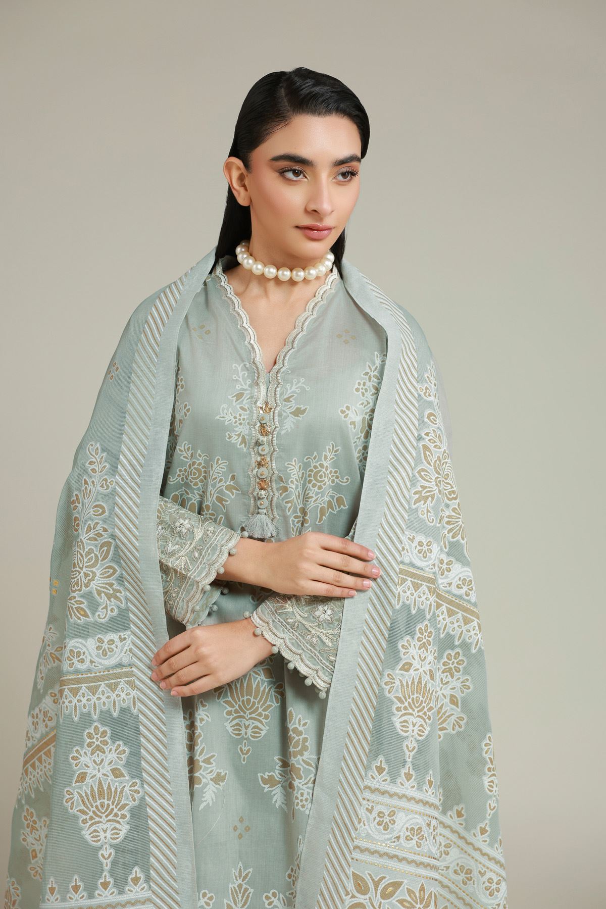 Embroidered Cambric Cambric Tailored Set - T-A22-26-112FH1-VG