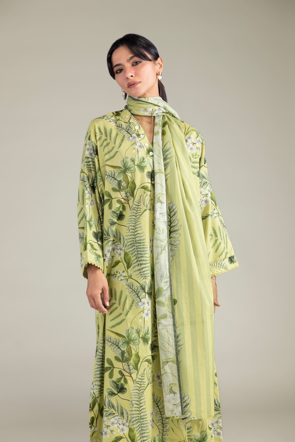 Printed Lawn Floral Lawn Dupatta - 1-26-305-C-H2-VG