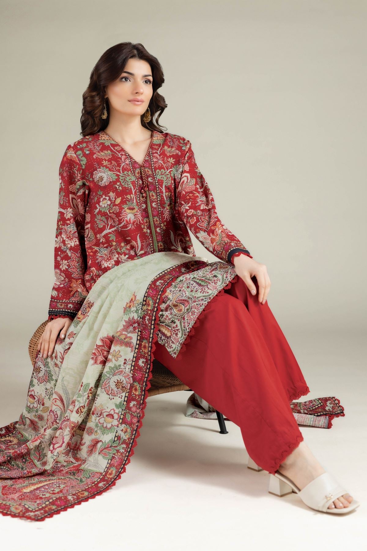 Printed Mesuri Dobby Tailored 3 Piece - T-A22-26-117FC1-VG