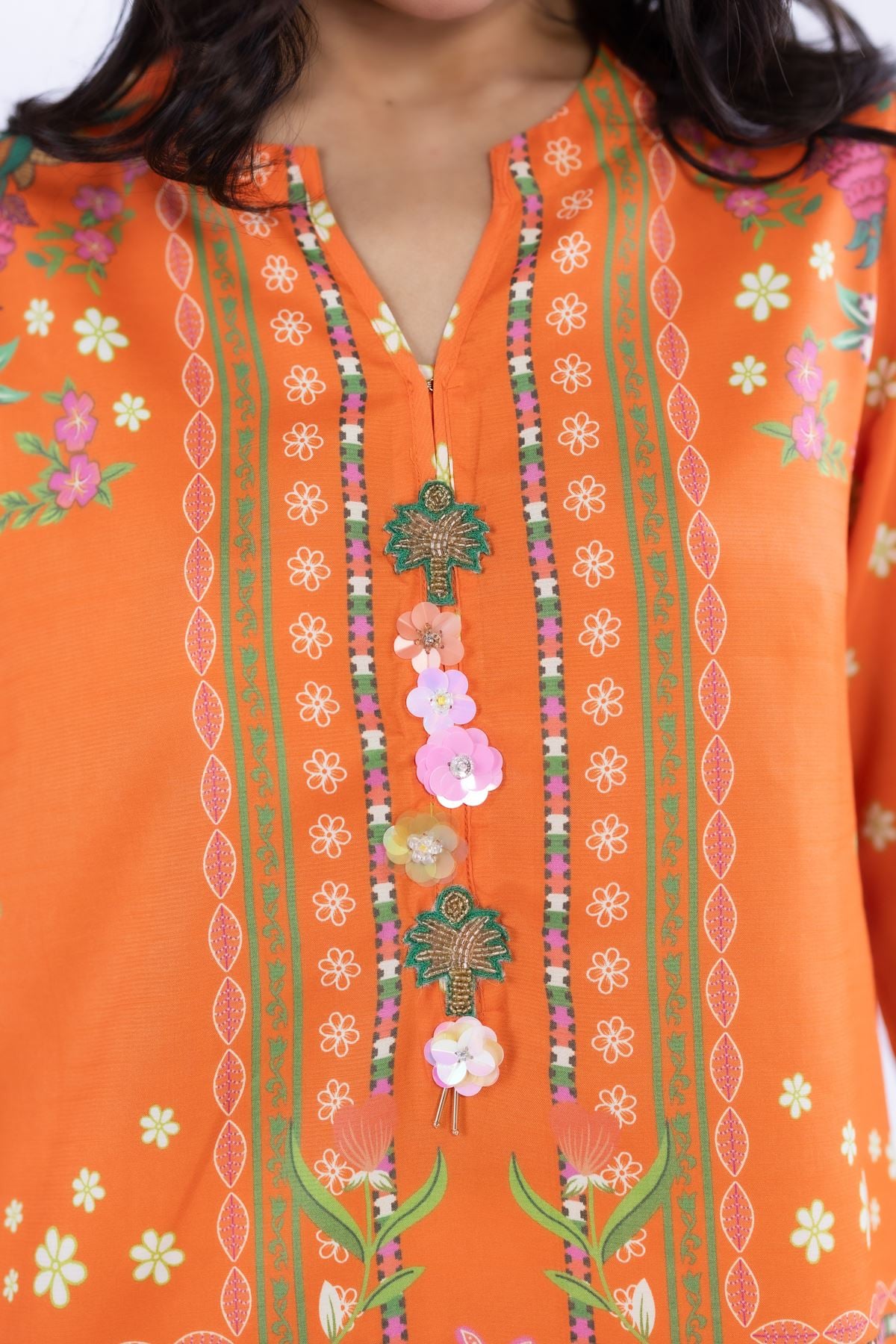 Printed Thai Silk Kurta - ST25086A-VG