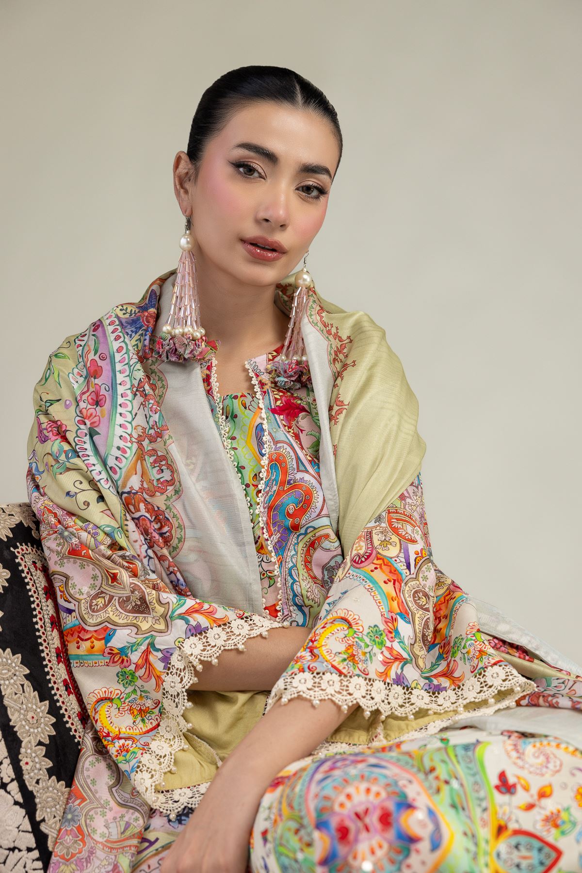 Embroidered Polyester Silk Silk Paisley Dupatta - 2-26-212-A-C1-VG