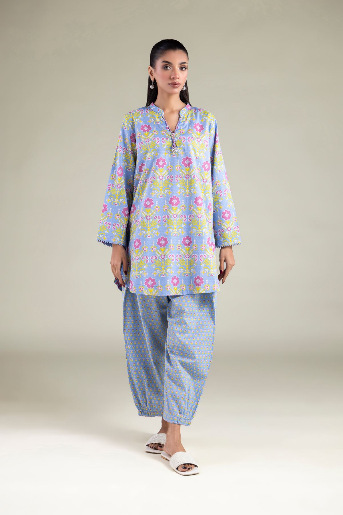 Printed Cotton Dobby Shalwar - 1-26-110-A-G-VG