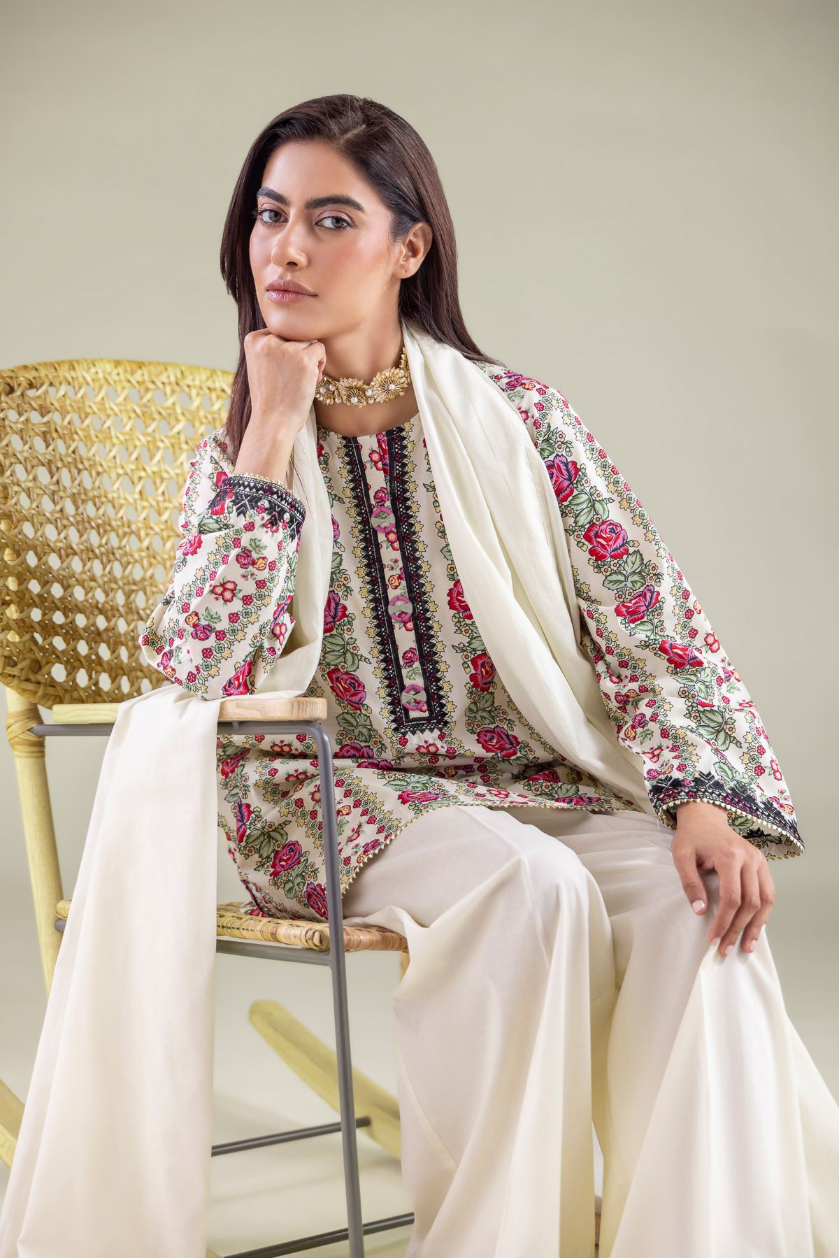 Embroidered Lawn Dupatta - 1-26-122-A-G-VG