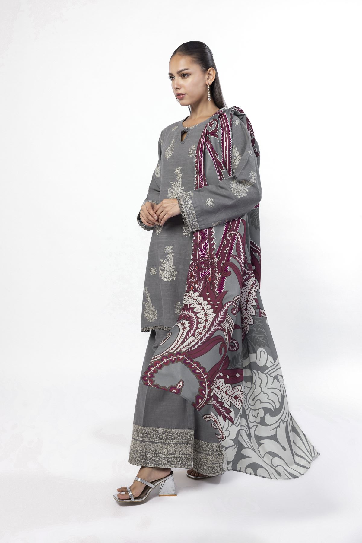 Embroidered Khaddar Tailored 3 Piece - LKN71BST-VG