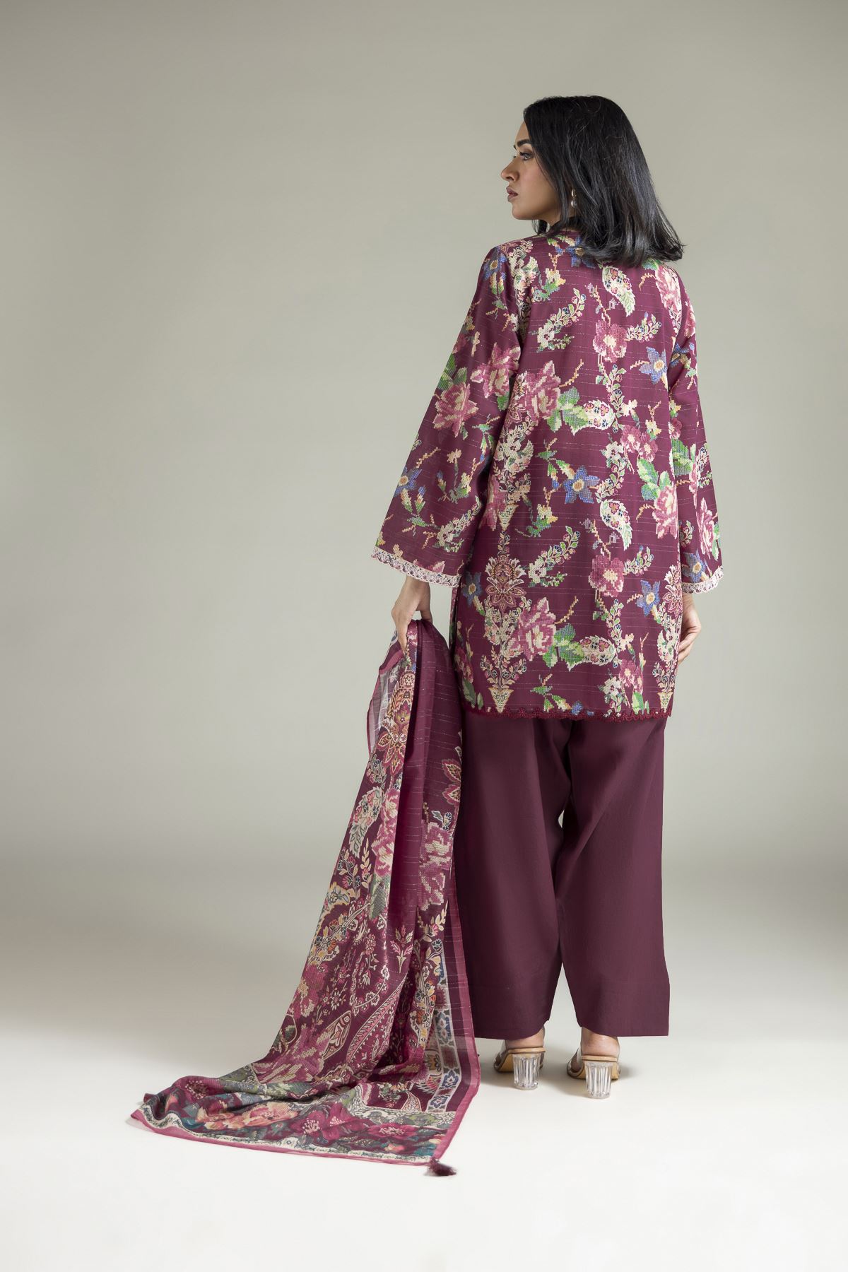 Embroidered Mesuri Fabrics 3 Piece - A22-26-123FA2-VG