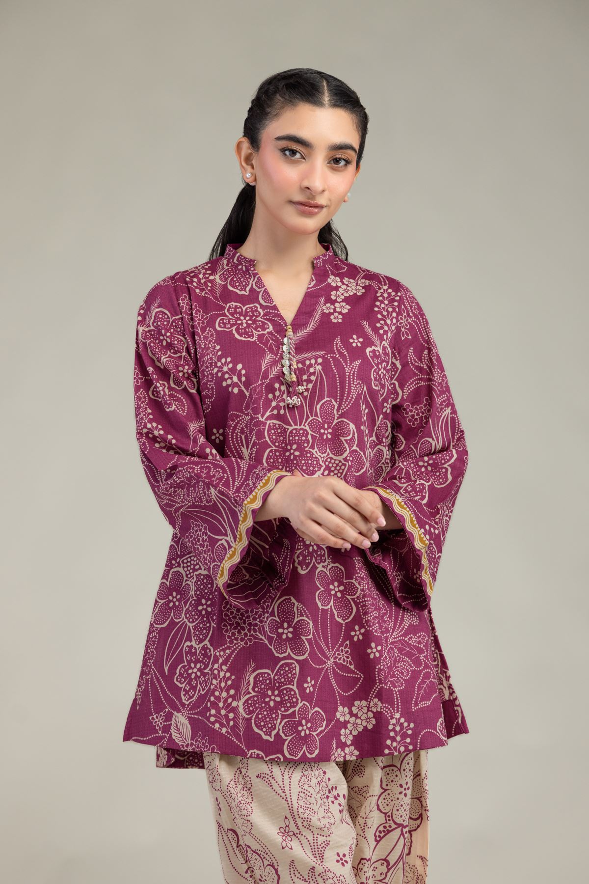 Printed Cotton Dobby Short Floral Kurta - 1-26-212-A-E1-VG