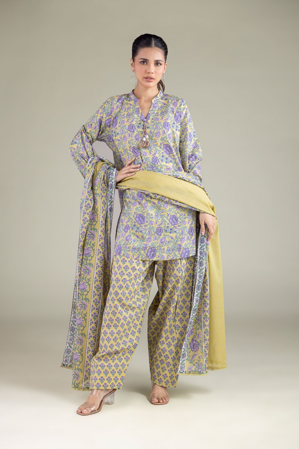 Printed Lawn Floral Spring Dupatta - 1-26-119-A-B-VG