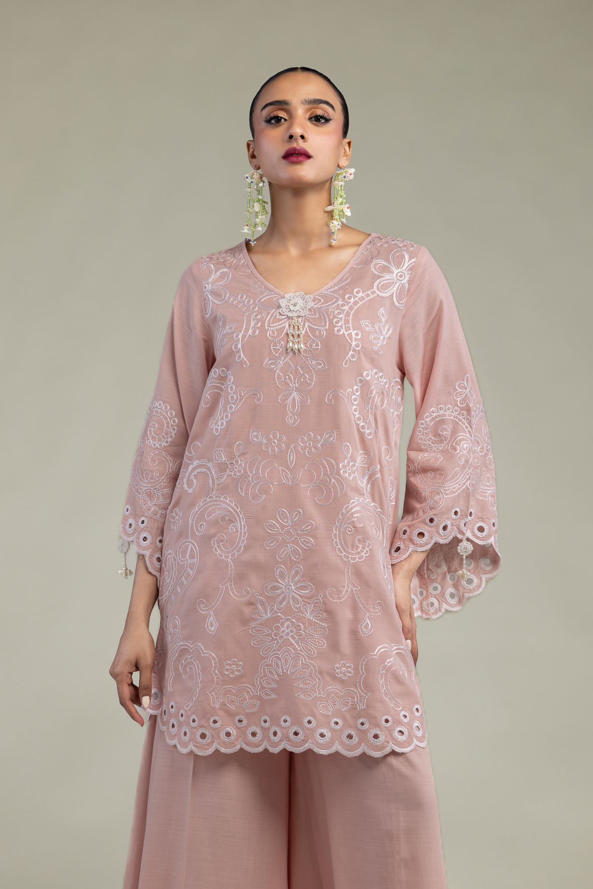 Embroidered Raw Silk Floral Silk Kurta - 1-26-102-A-F-VG