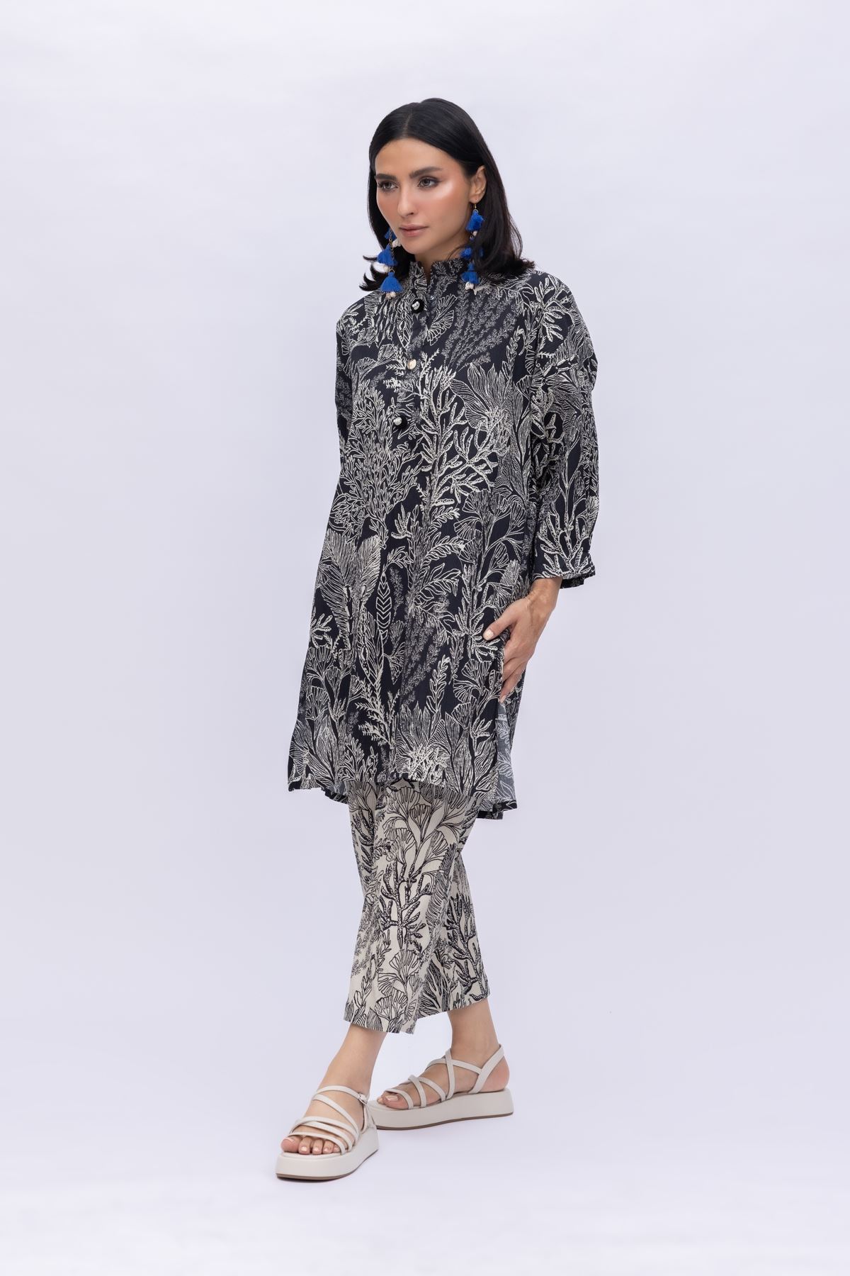 Printed Ripple Crinkle Straight Pants - 25-04E43-02BB-VG