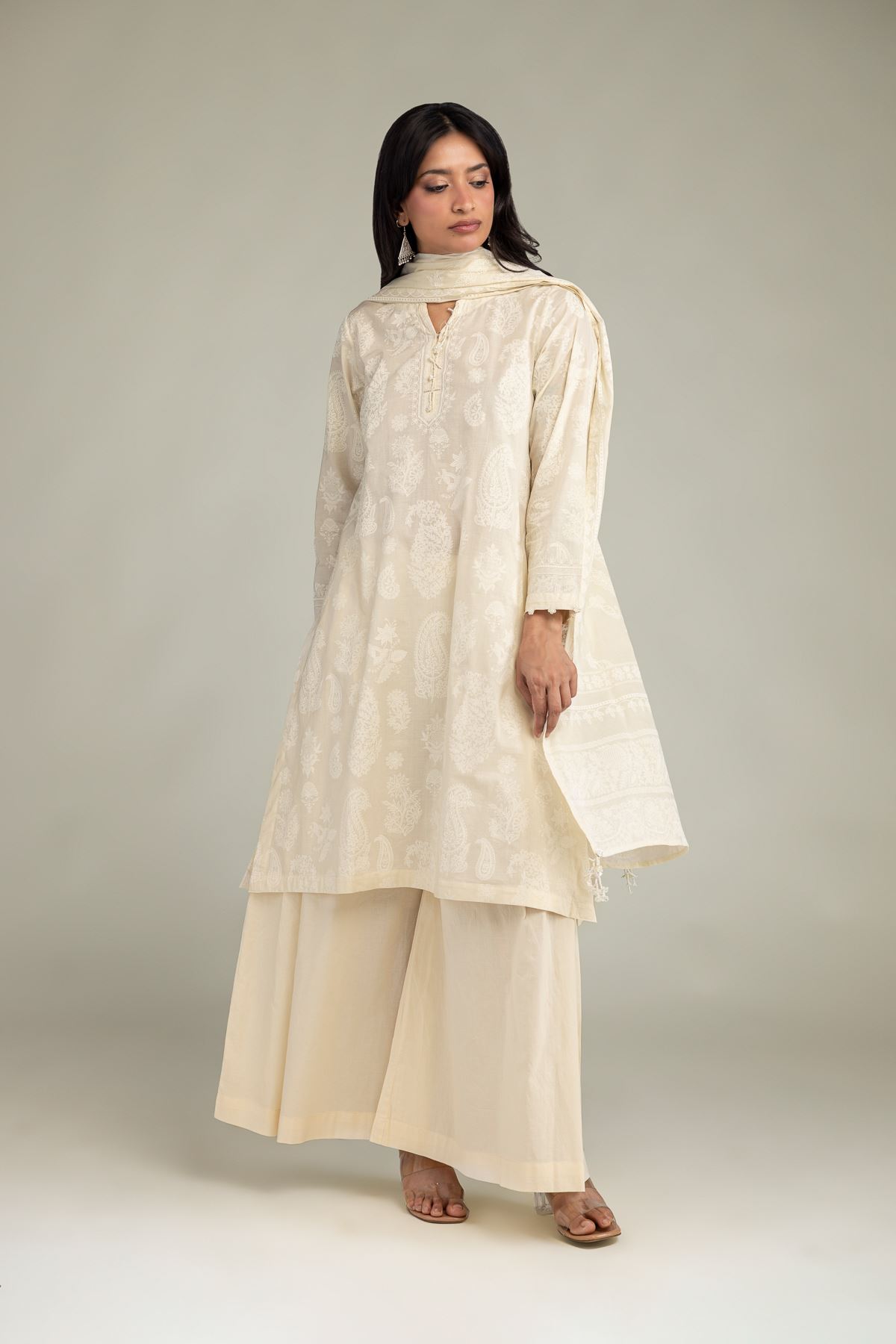 Printed Lawn Lawn Floral Dupatta - 1-26-309-B-D1-VG