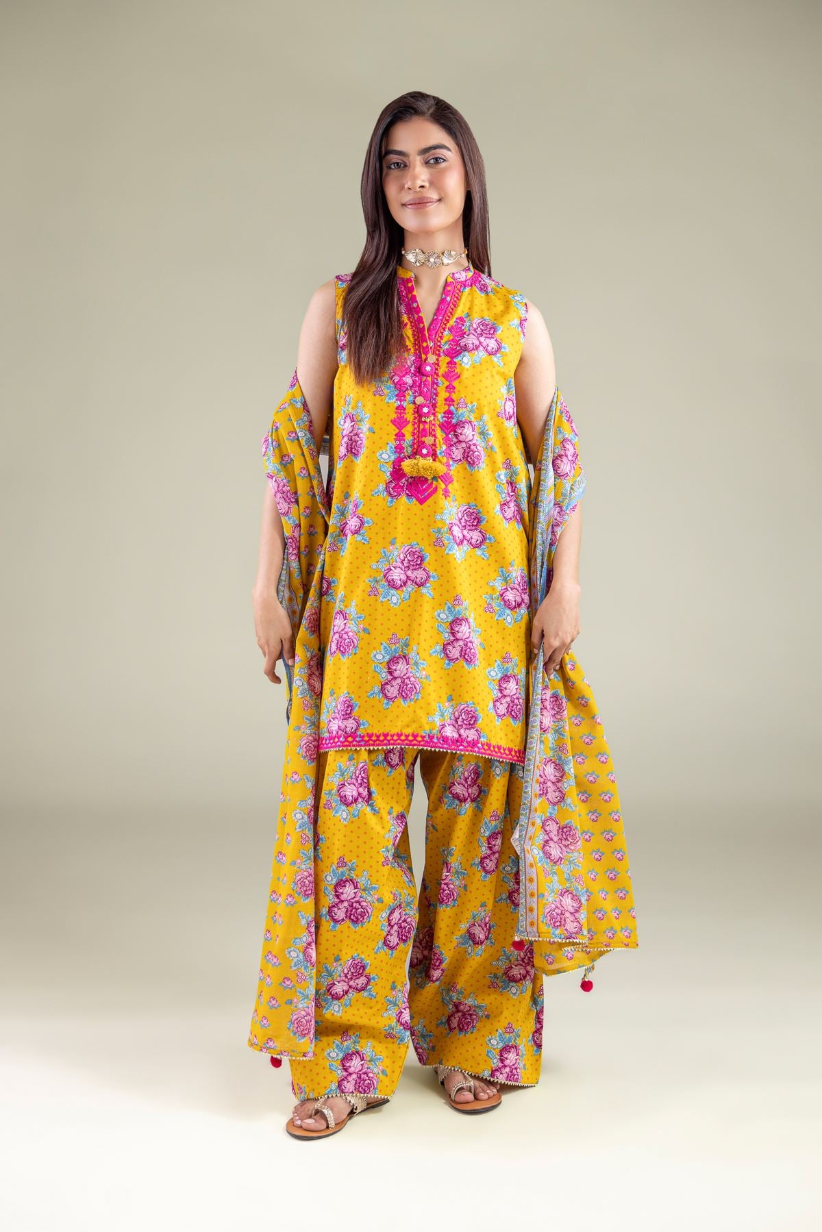 Embroidered Cambric Shalwar - 1-26-122-A-F-VG