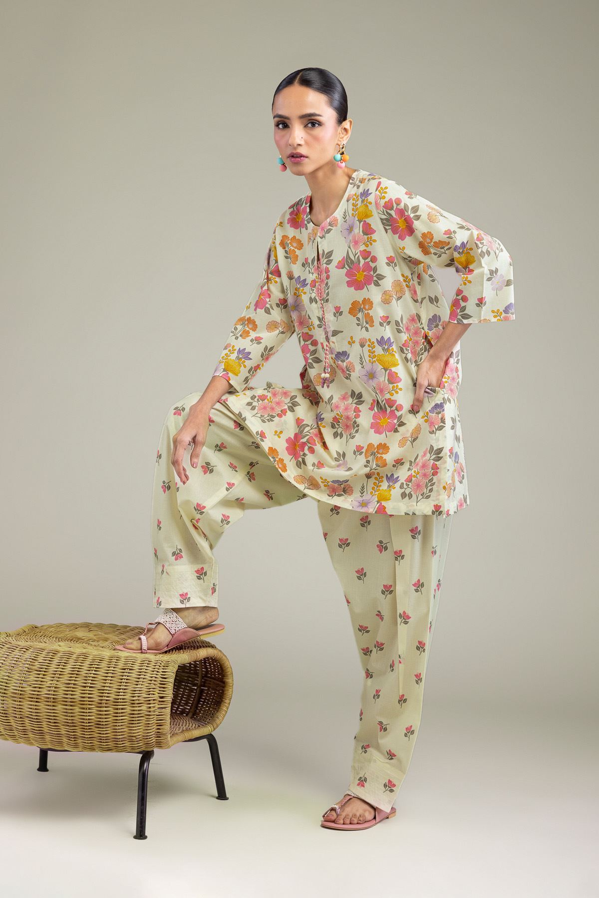 Printed Cambric Short Cambric Kurta - 1-26-206-A-F1-VG