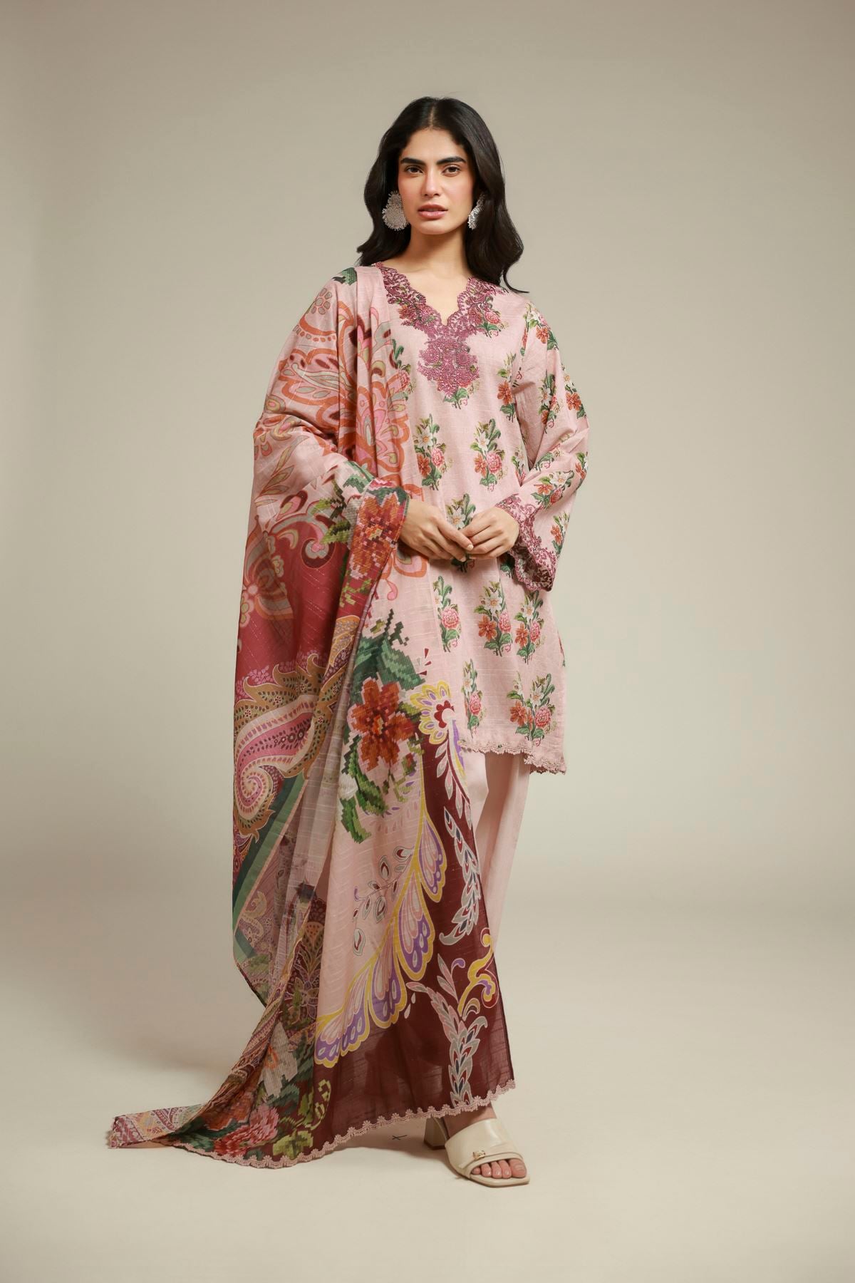 Embroidered Mesuri Fabrics 3 Piece - A22-26-123FF1-VG