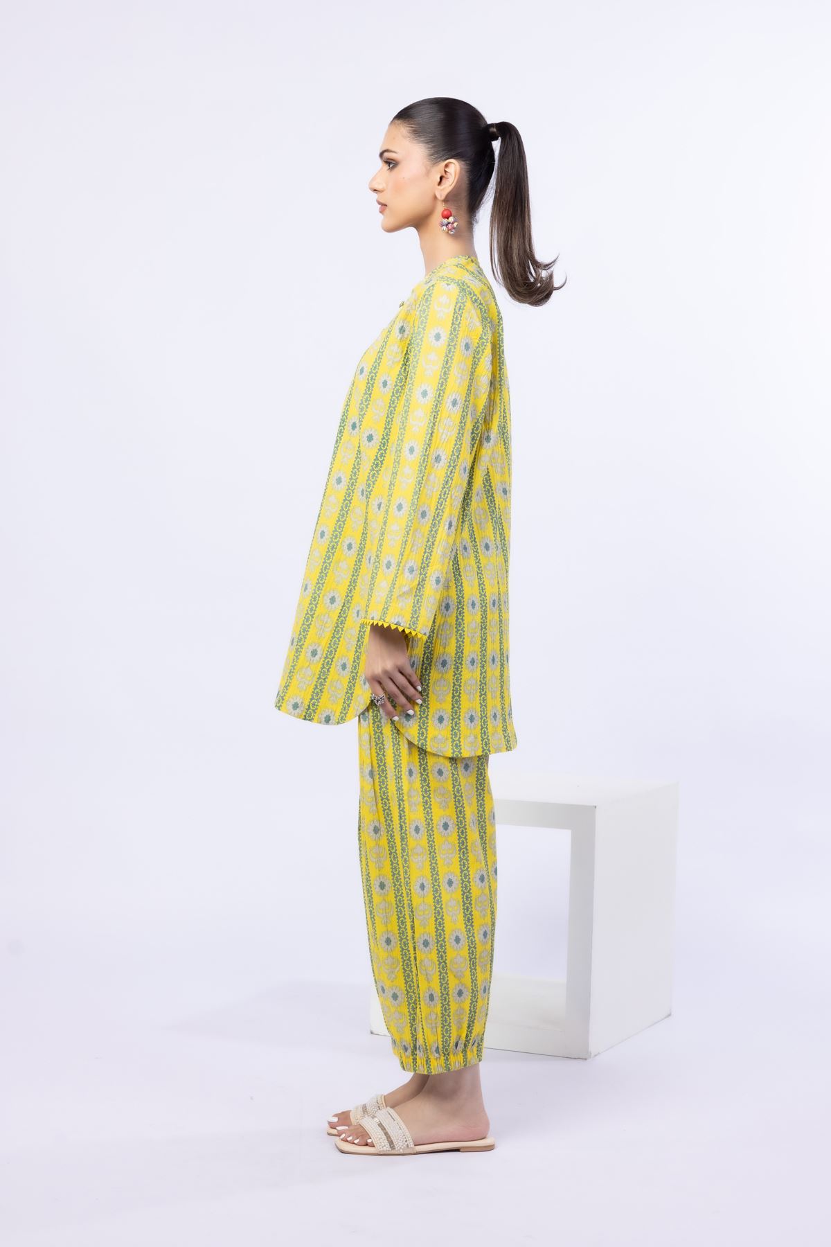Printed Ripple Crinkle Kurta - 25-W02iB-02TA-VG