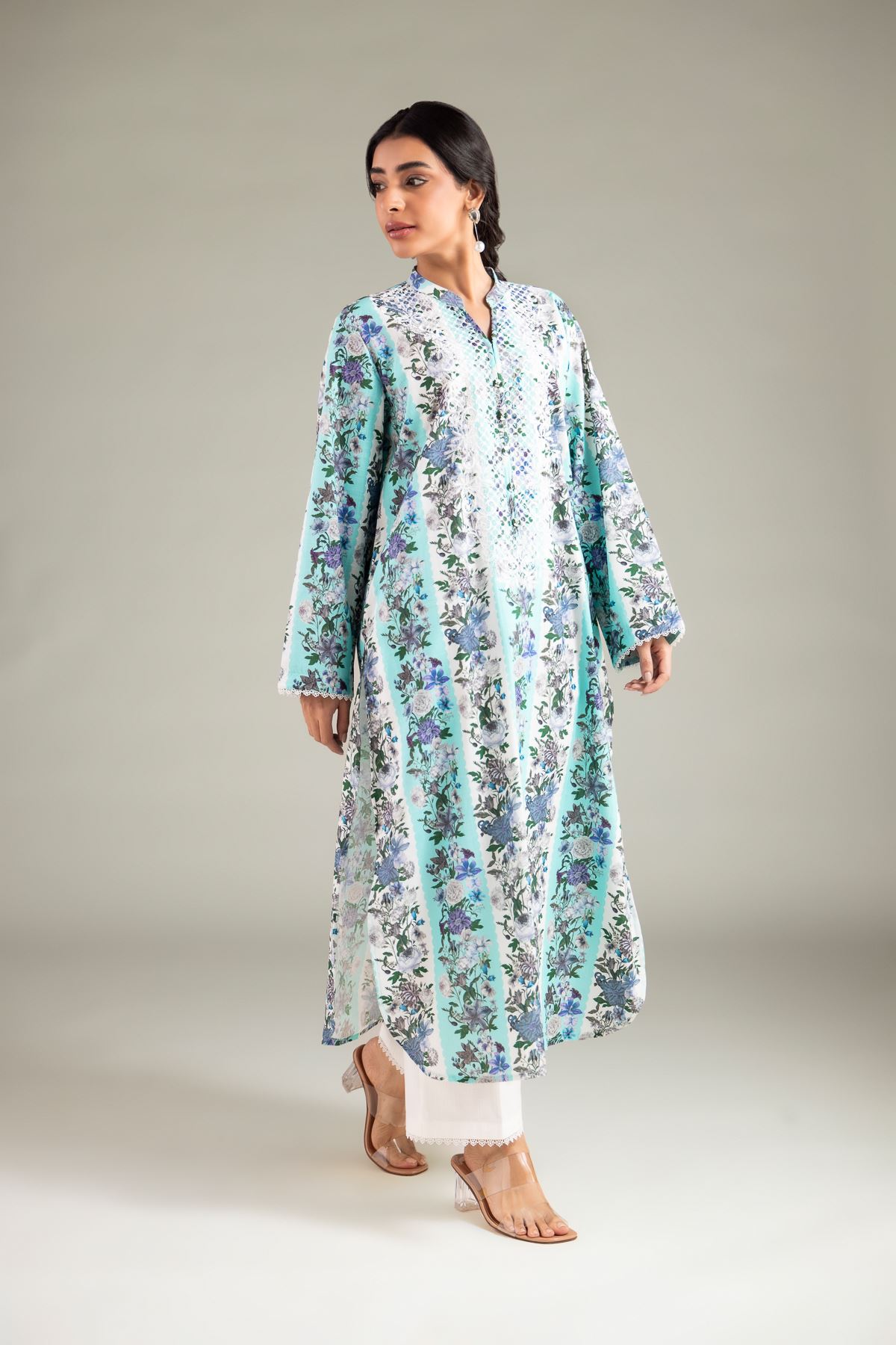 Embroidered Textured Cotton Kurta - 1-26-113-A-G-VG