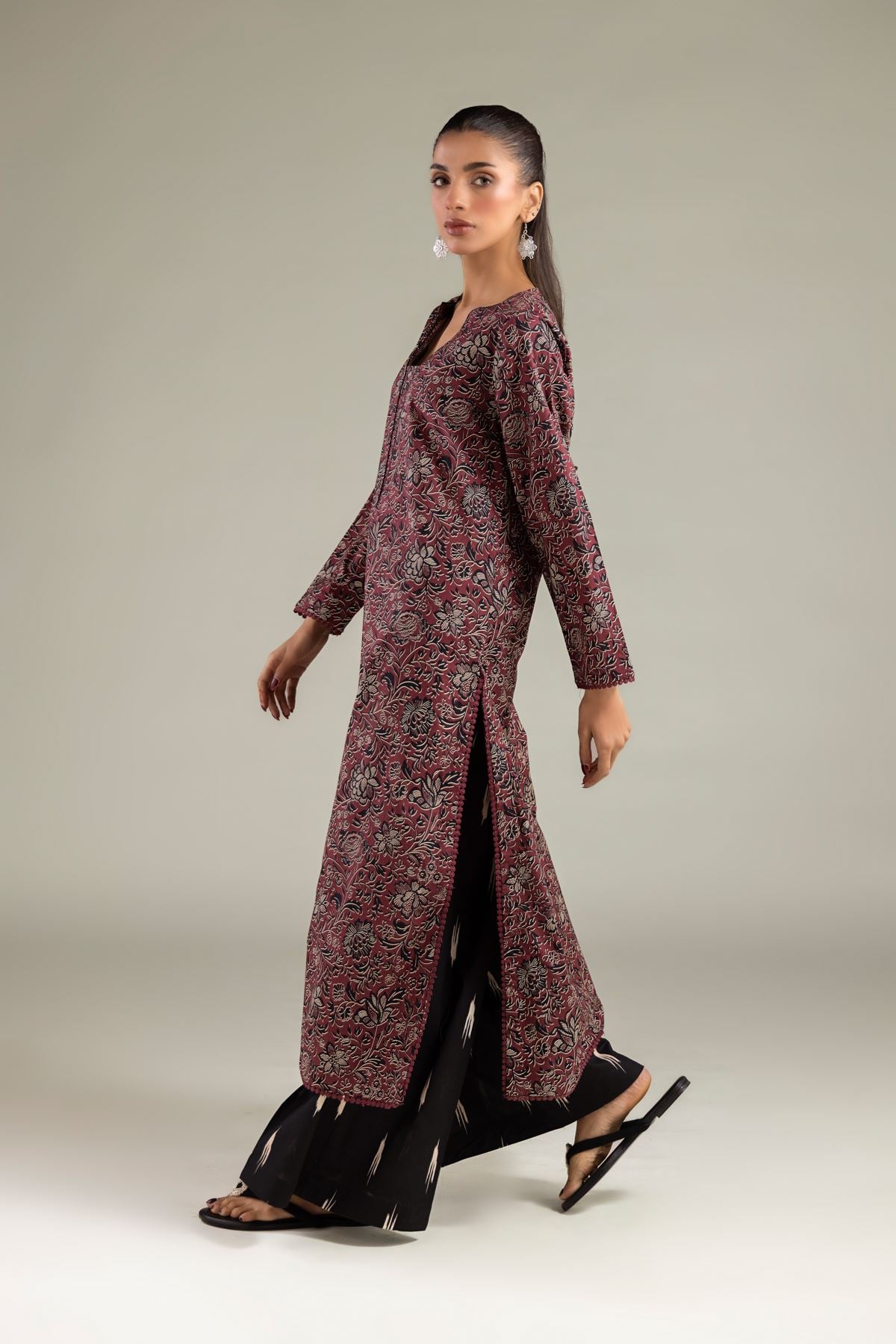 Printed Cambric Relaxed Ikat Pants - 1-26-103-A-E-VG