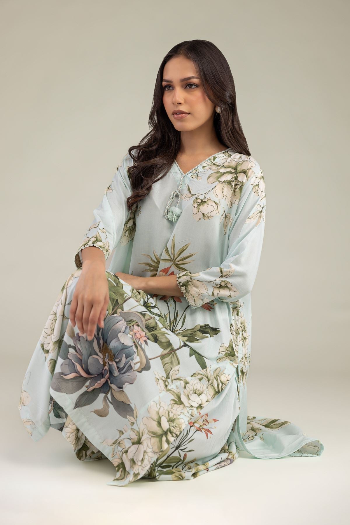 Printed Viscose Long Floral Kurta - 1-26-246-B-I1-VG