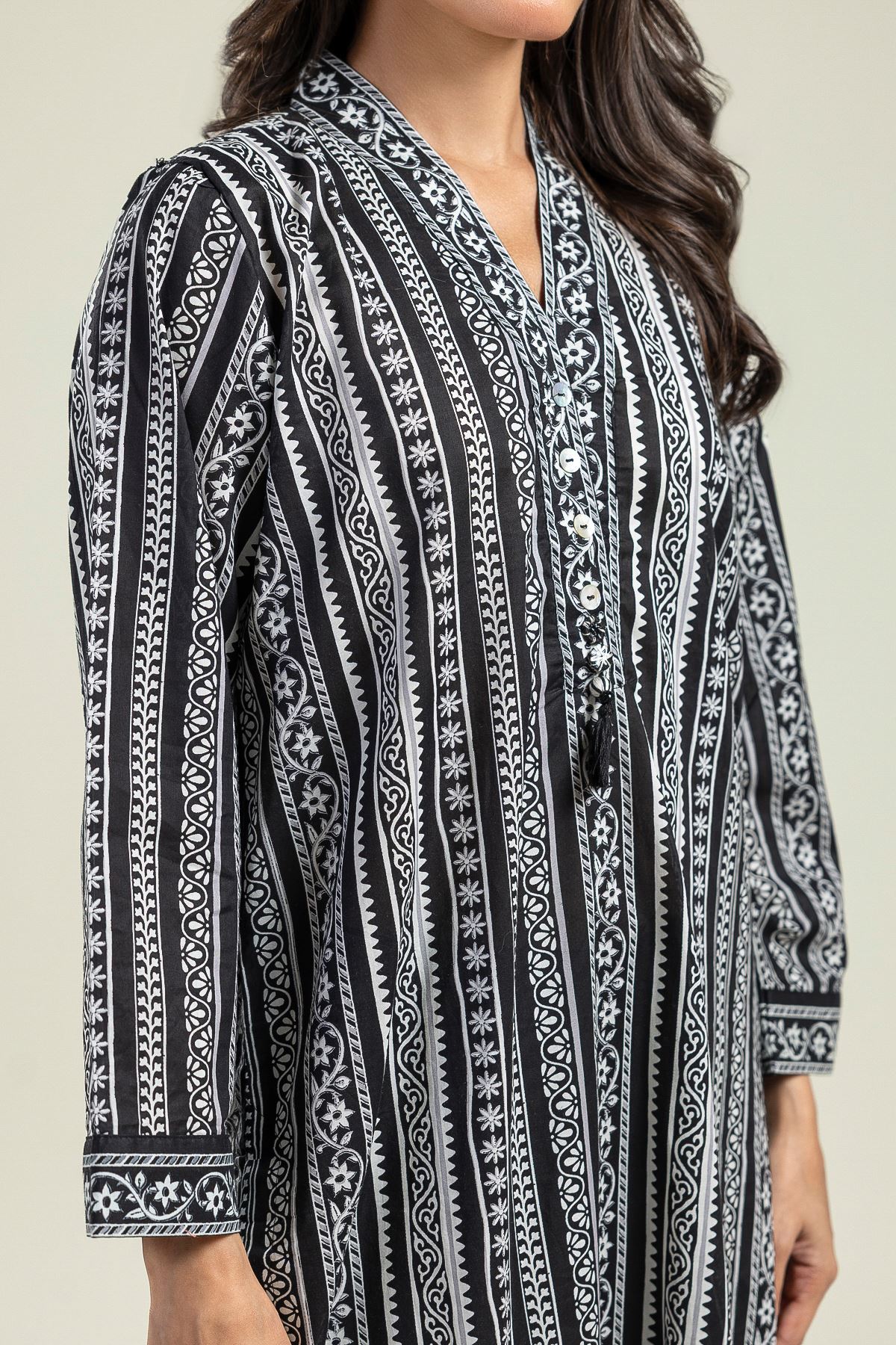 Printed Cambric Long Cambric Kurta - 26-01-2E1-10TA-VG