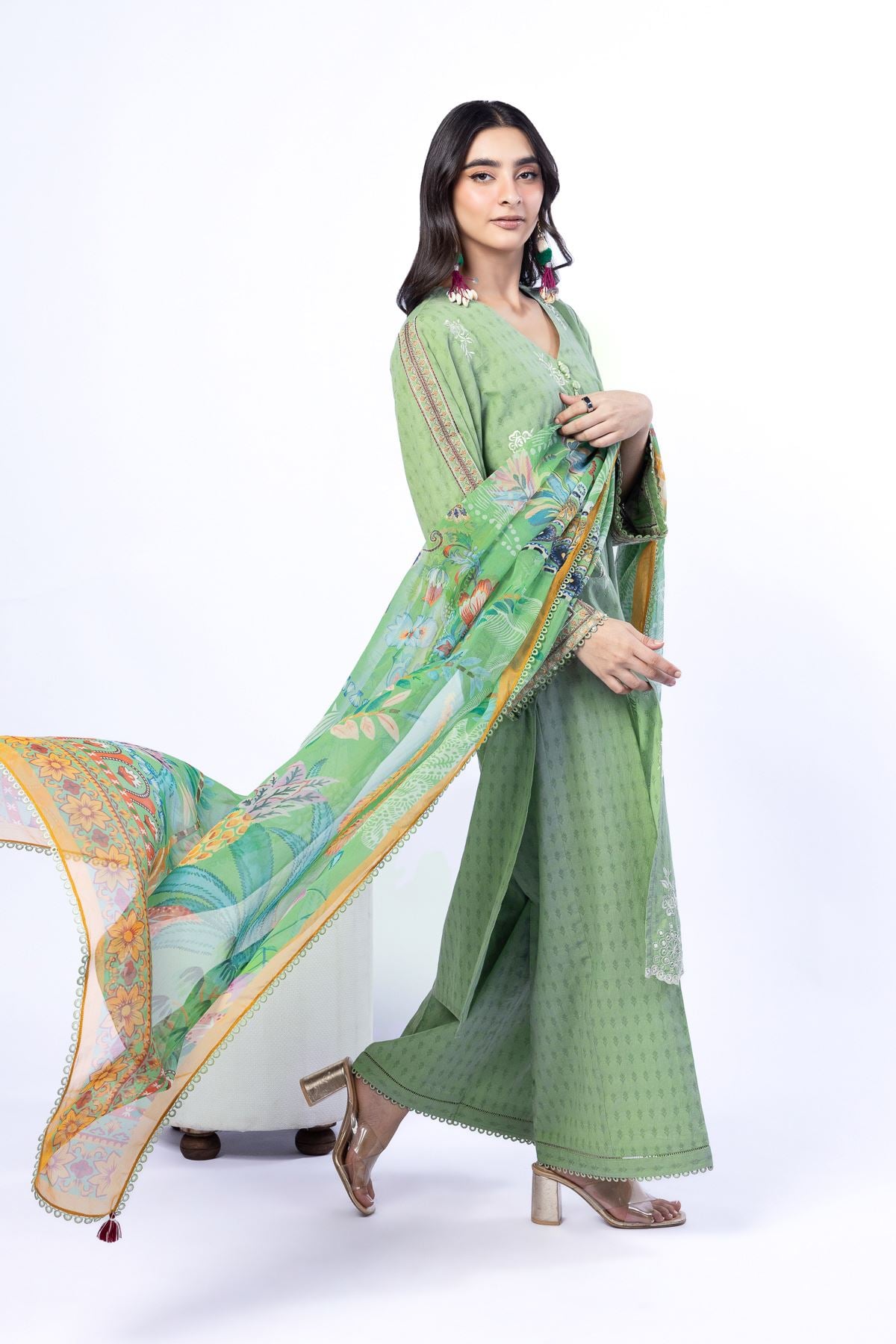 Embroidered Cotton Dobby Tailored 3 Piece - T-A33-26-105FG-VG
