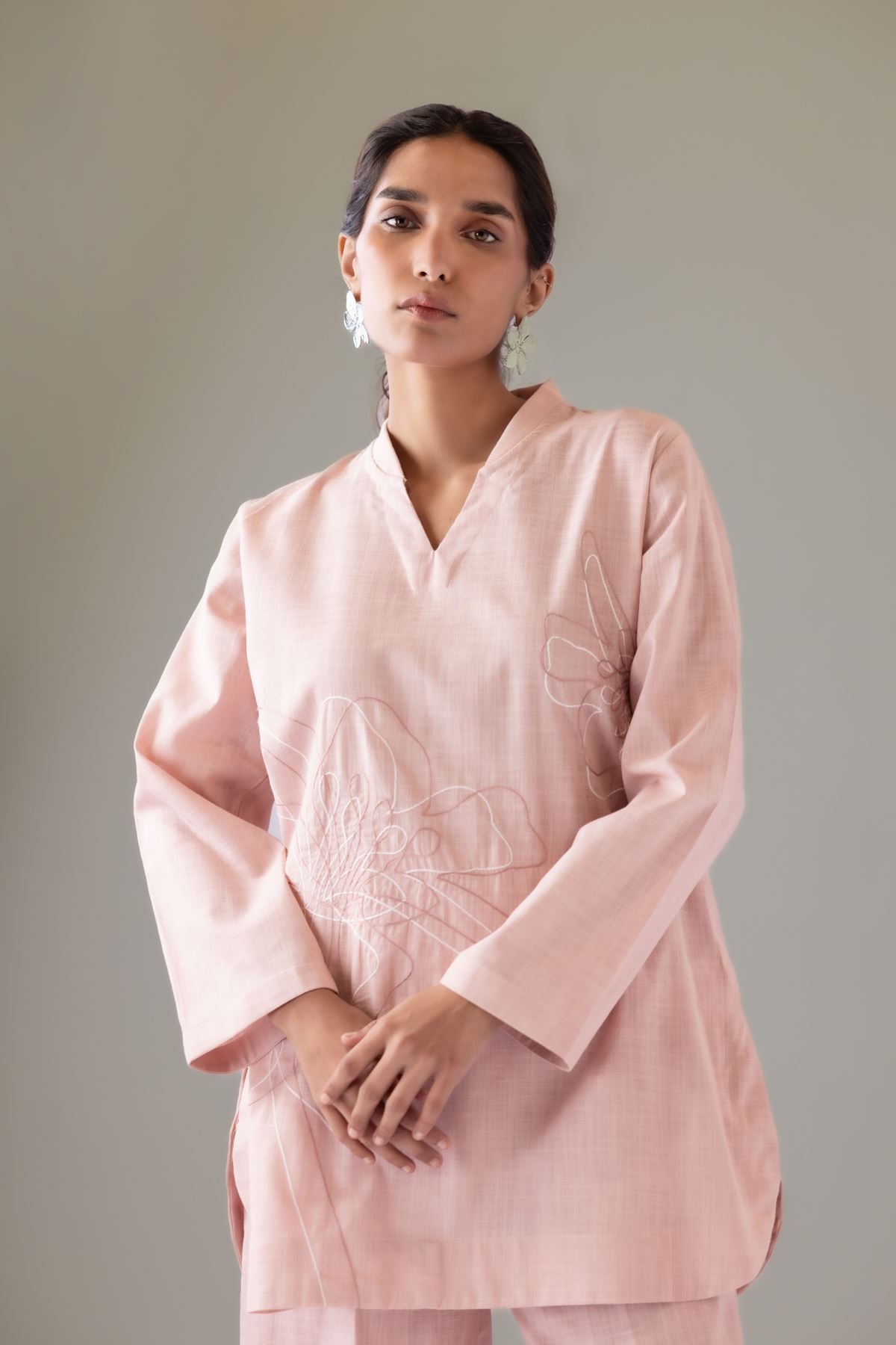 Embroidered Heavy Textured Cotton Kurta - 25-10-12E9-02TA-VG