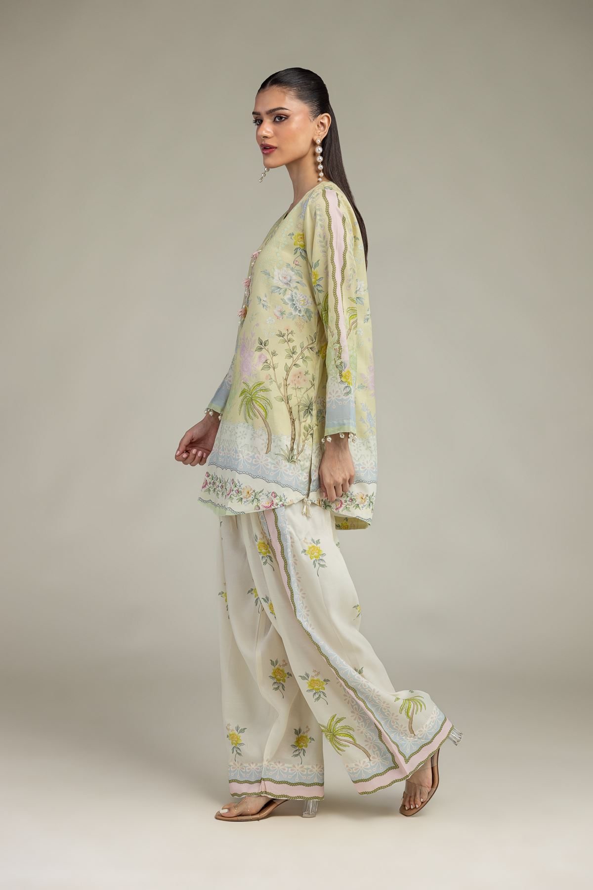 Embroidered Raw Silk Floral Spring Shalwar - 2-26-208-A-B1-VG
