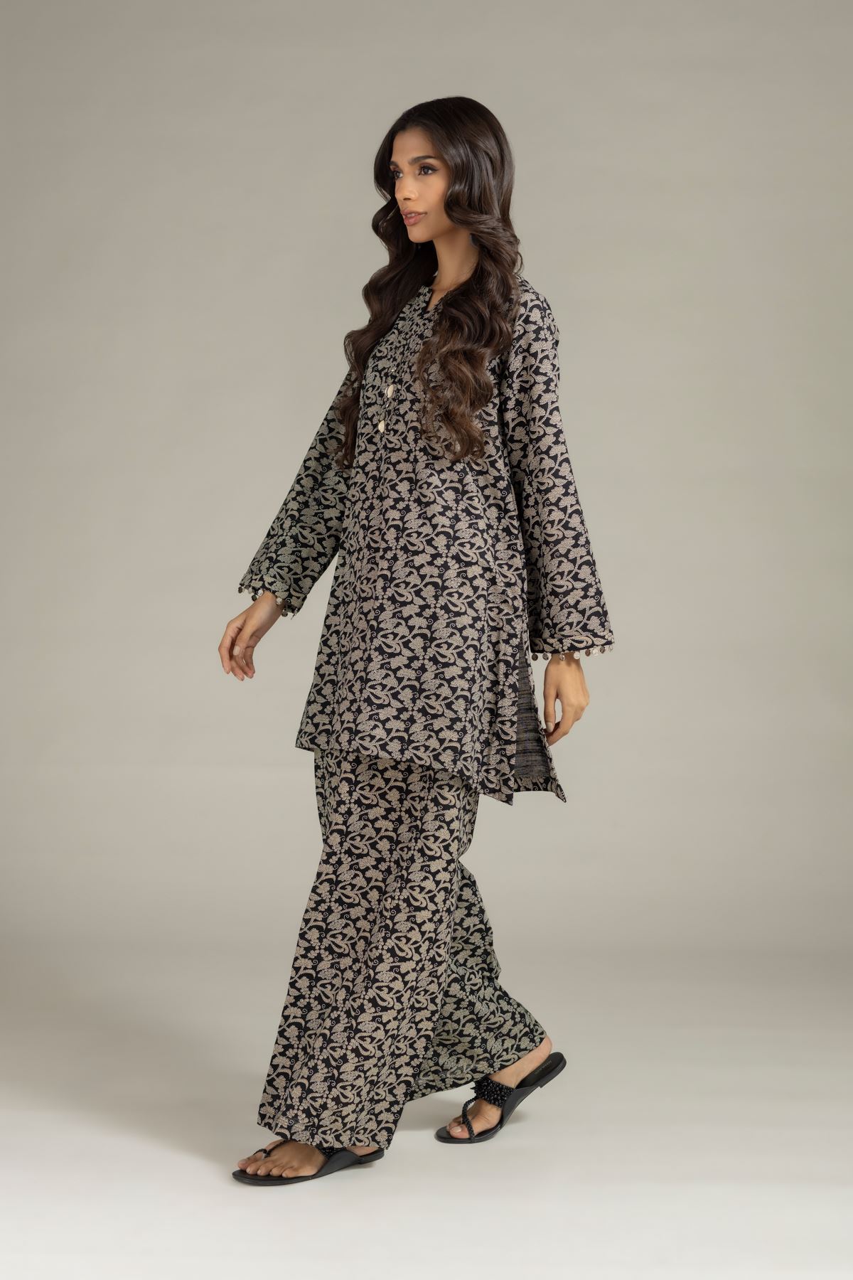 Printed Textured Cotton Pants - 25-04E48-07TA-VG