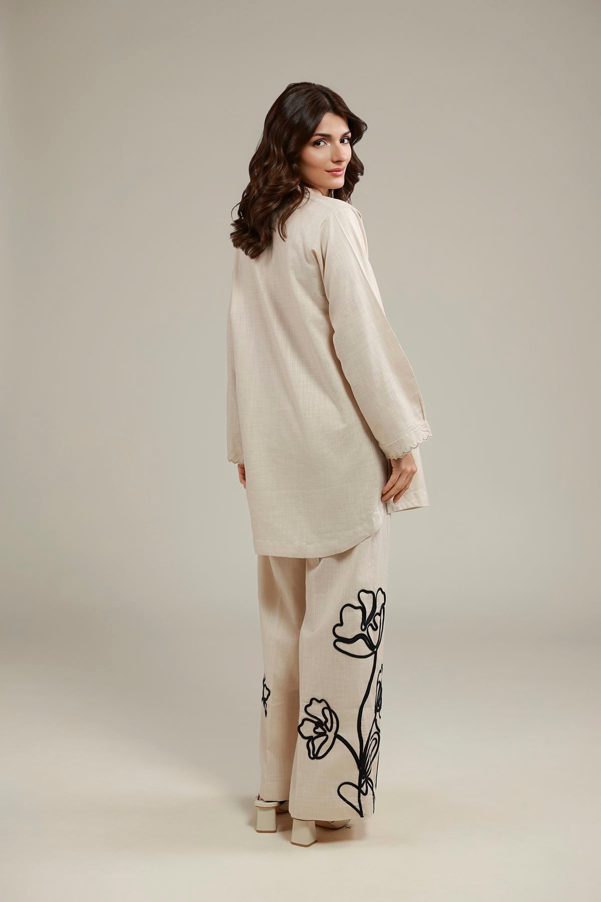 Embroidered Heavy Textured Cotton Short Solid Kurta - 25-10-11E6-01TA-VG