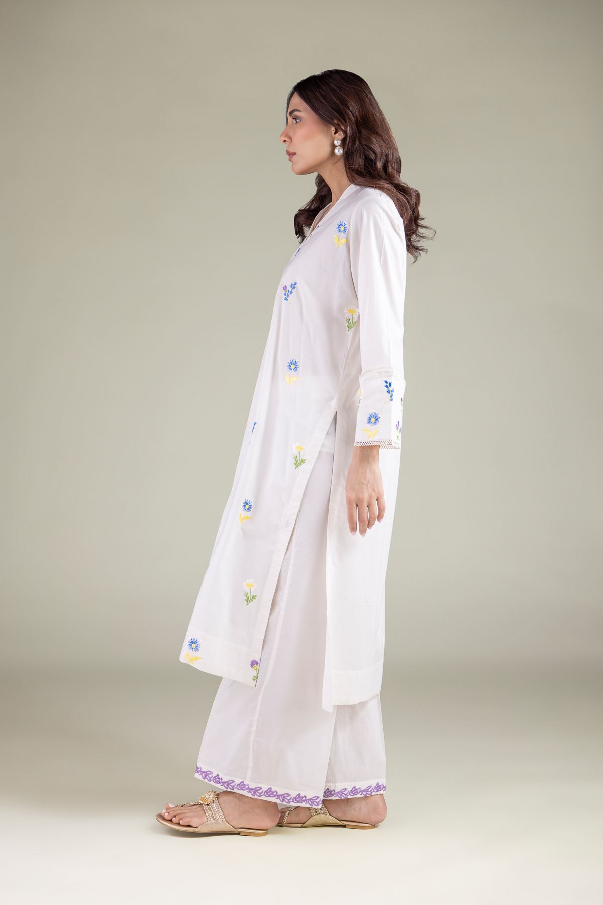 Embroidered Cambric Kurta - 1-26-123-A-G-VG
