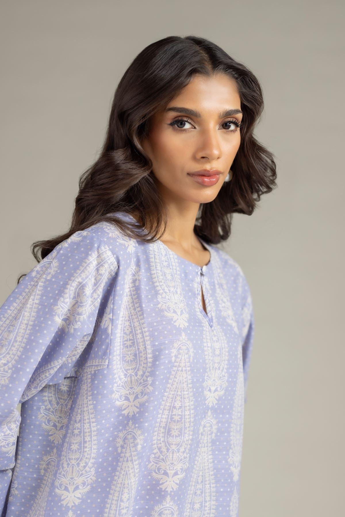 Printed Textured Cotton Kurta - 25-10-10S4-02TA-VG