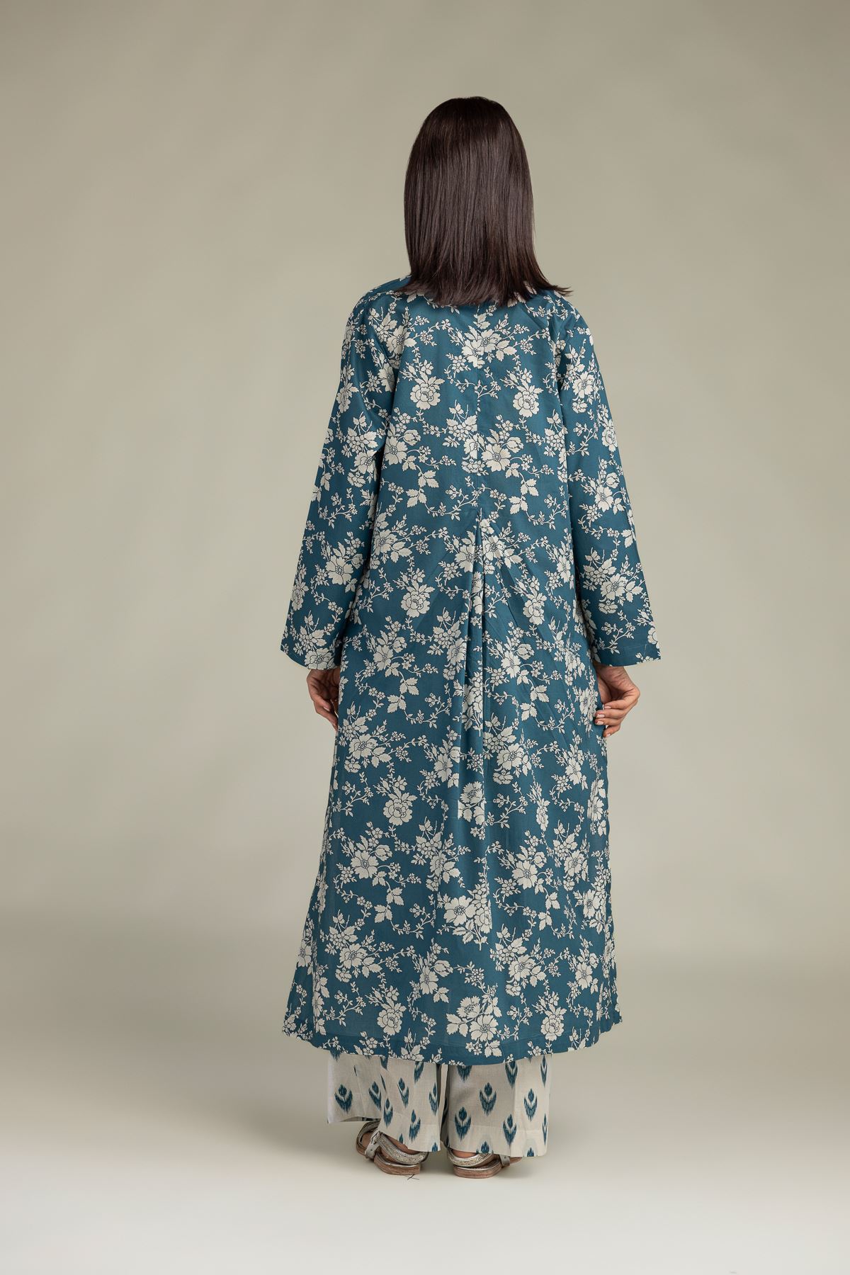 Printed Cambric Cambric Longline Kurta - 1-26-250-B-H1-VG