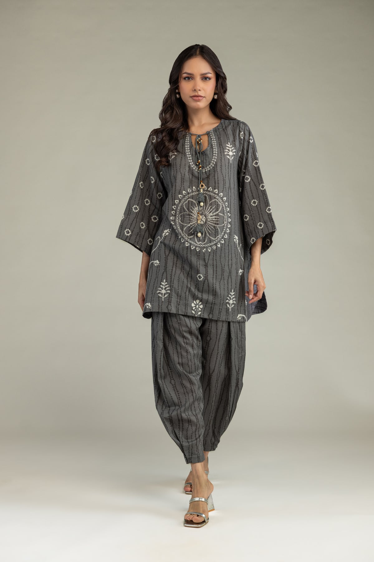 Printed Cotton Dobby Gray Cotton Kurta - 1-26-220-C-I1-VG