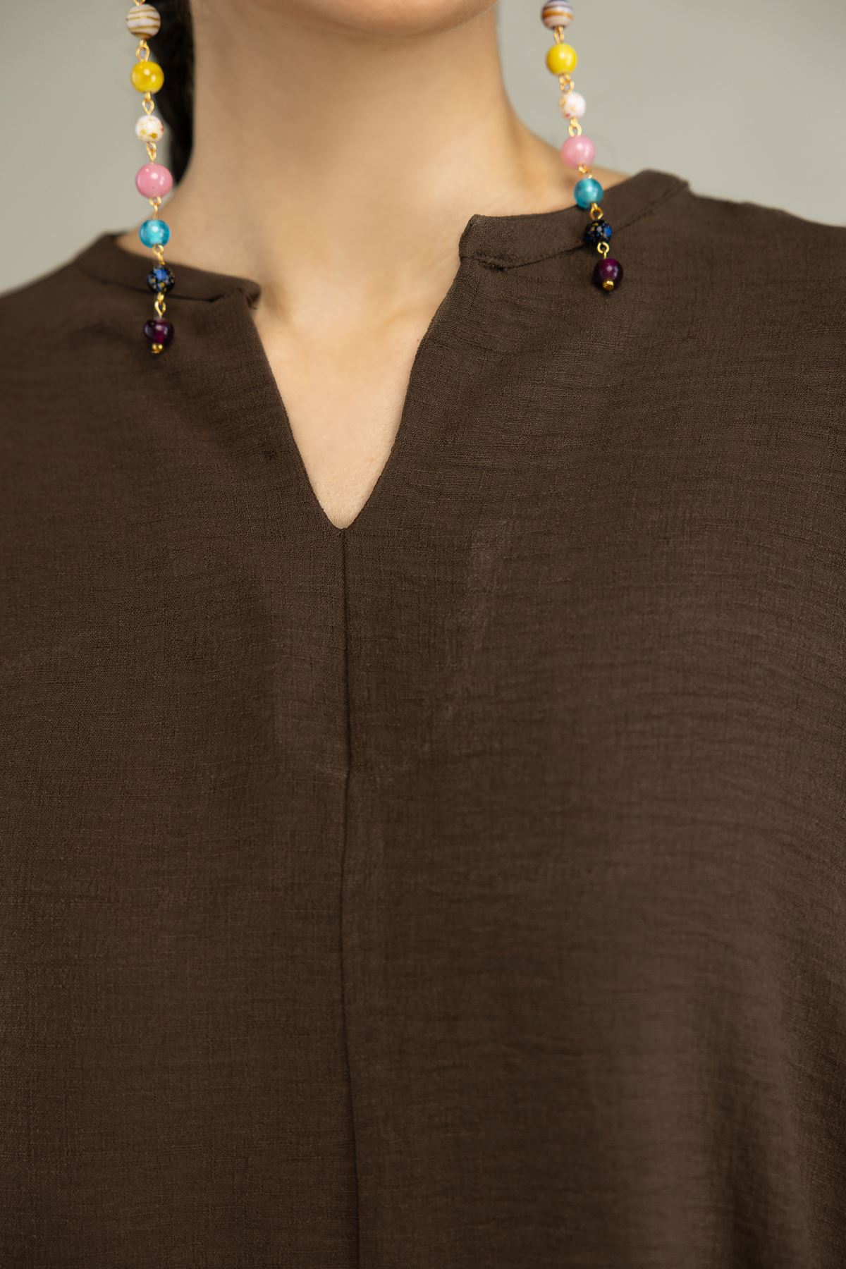 Dyed Crepe Georgette Solid V-Neck Tunic - 1-26-229-B-F1-VG