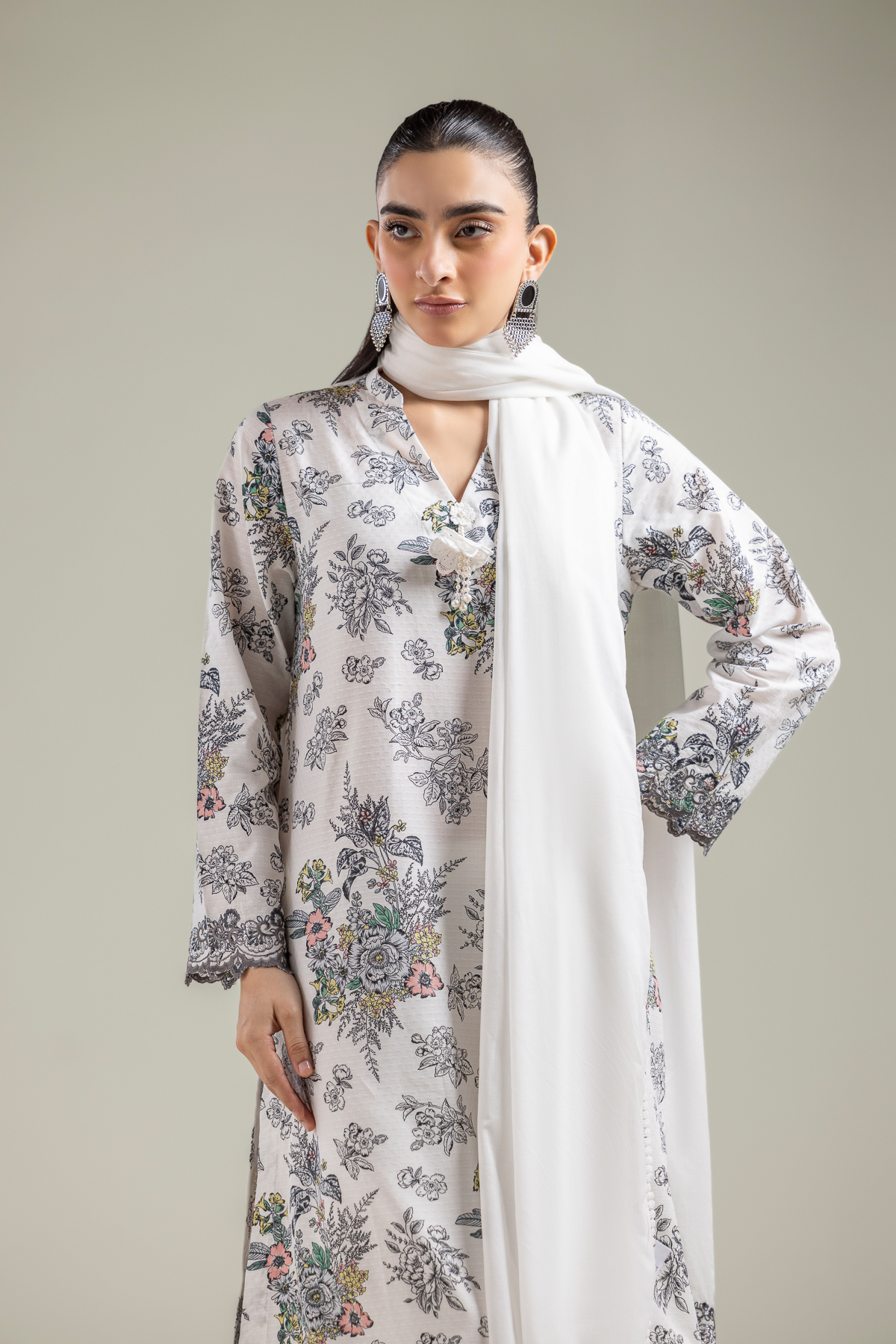 Embroidered Lawn Lawn Floral Dupatta - 1-26-142-A-A-VG