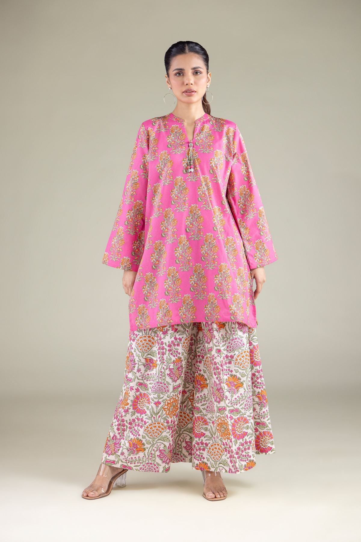 Printed Cambric Floral Short Kurta - 1-26-119-A-F-VG