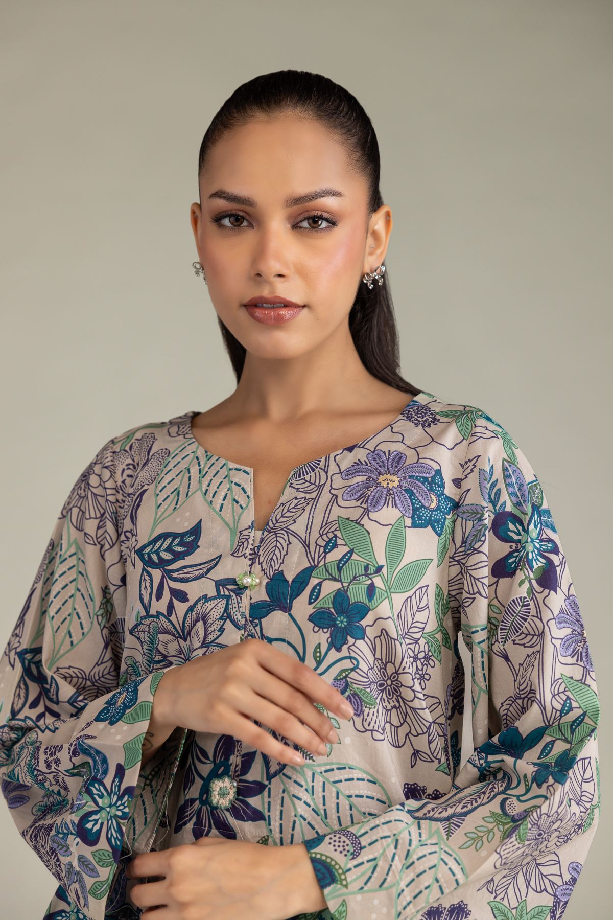 Printed Cambric Long Cambric Kurta - 1-26-242-A-B1-VG