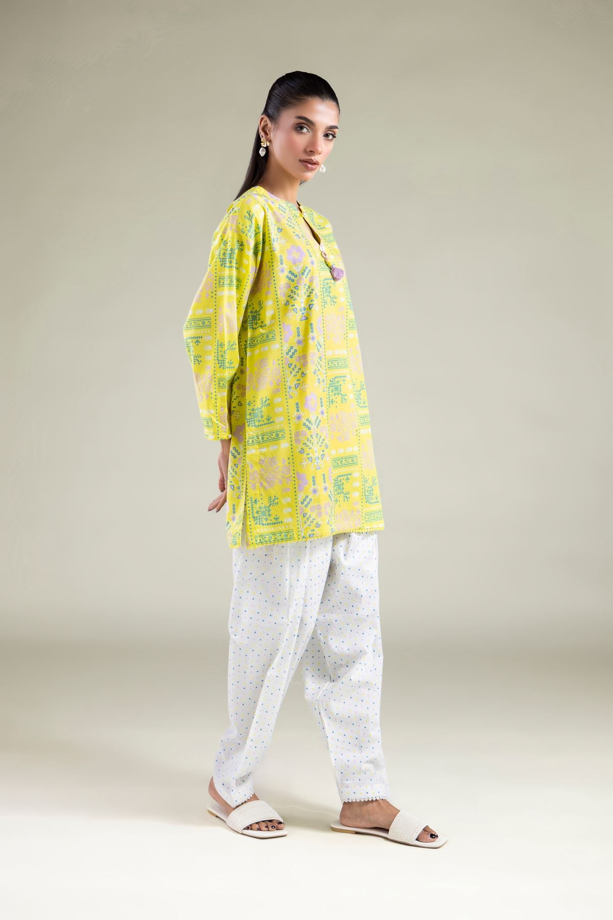 Printed Cotton Dobby Shalwar - 1-26-115-A-D-VG