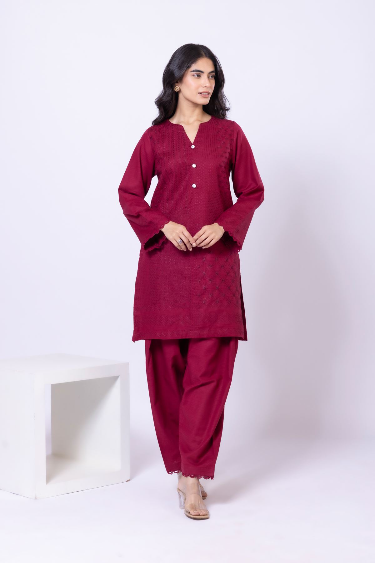 Embroidered Khaddar Kurta - 25-09-11E3-07TA-VG