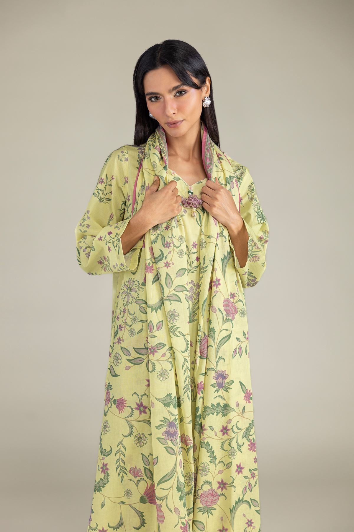 Printed Lawn Floral Lawn Dupatta - 1-26-102-A-F-VG