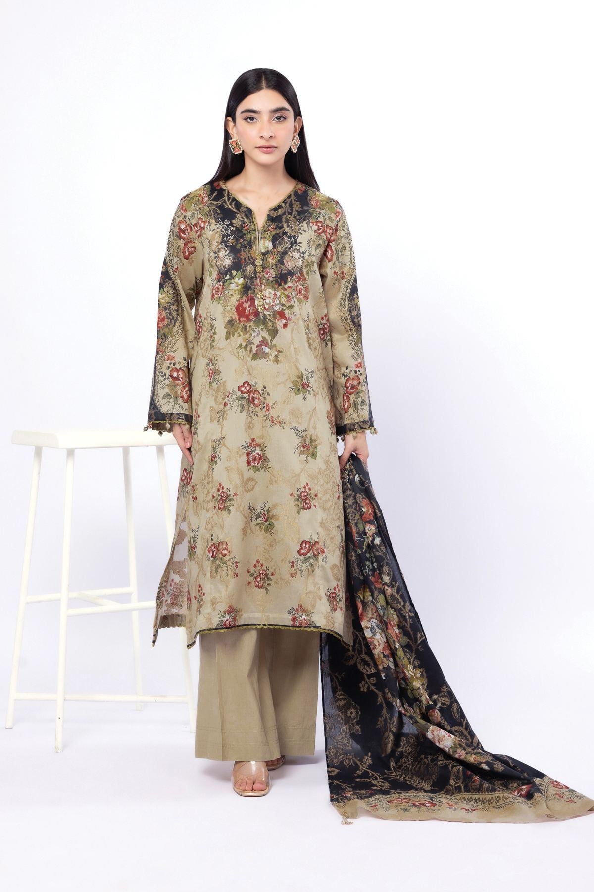 Printed Jacquard Tailored 3 Piece - 1-26-126-A-A-VG
