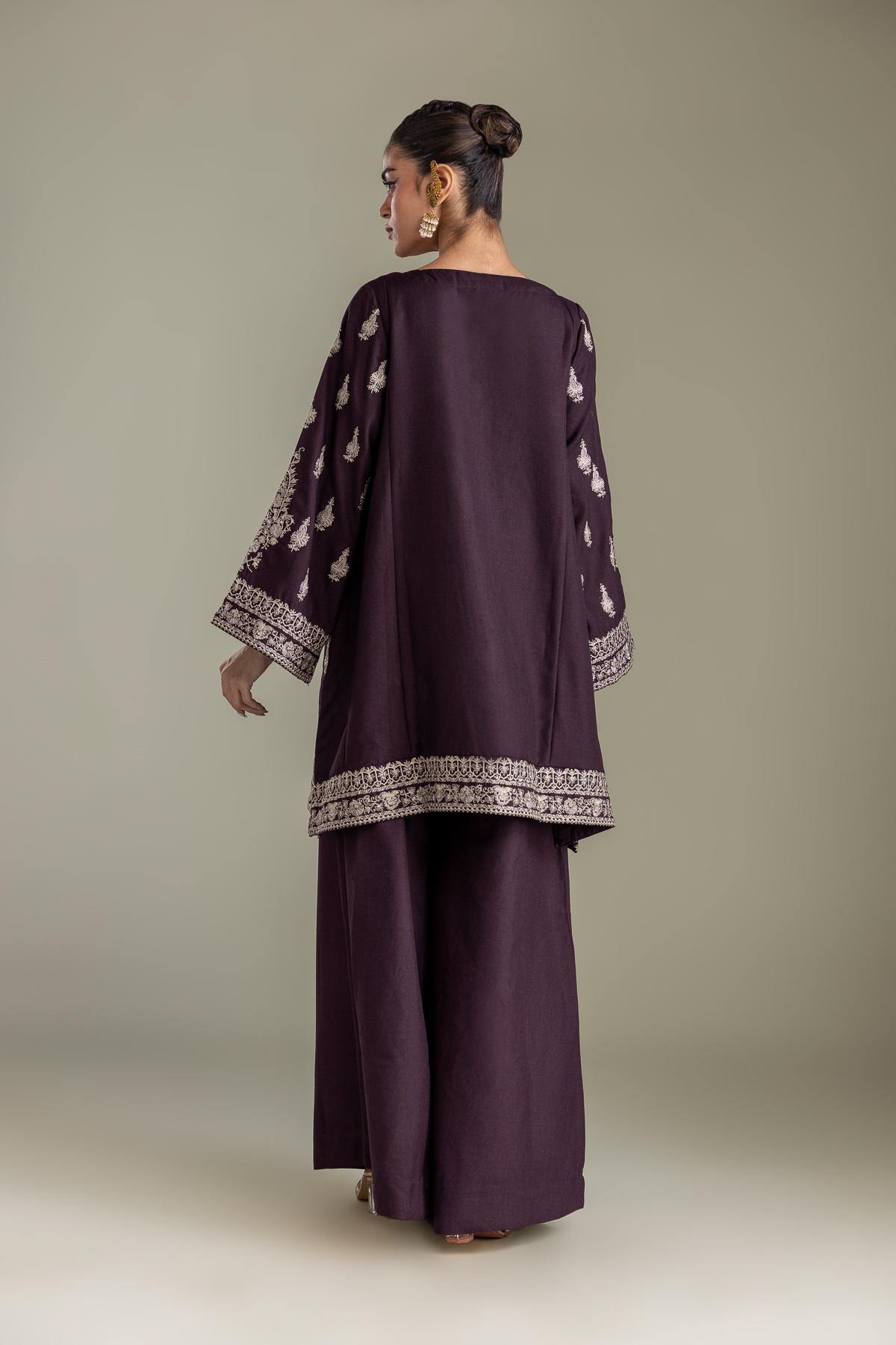 Embroidered Heavy Blended Viscose Purple Viscose Kurta - 1-26-433-A-C1-VG