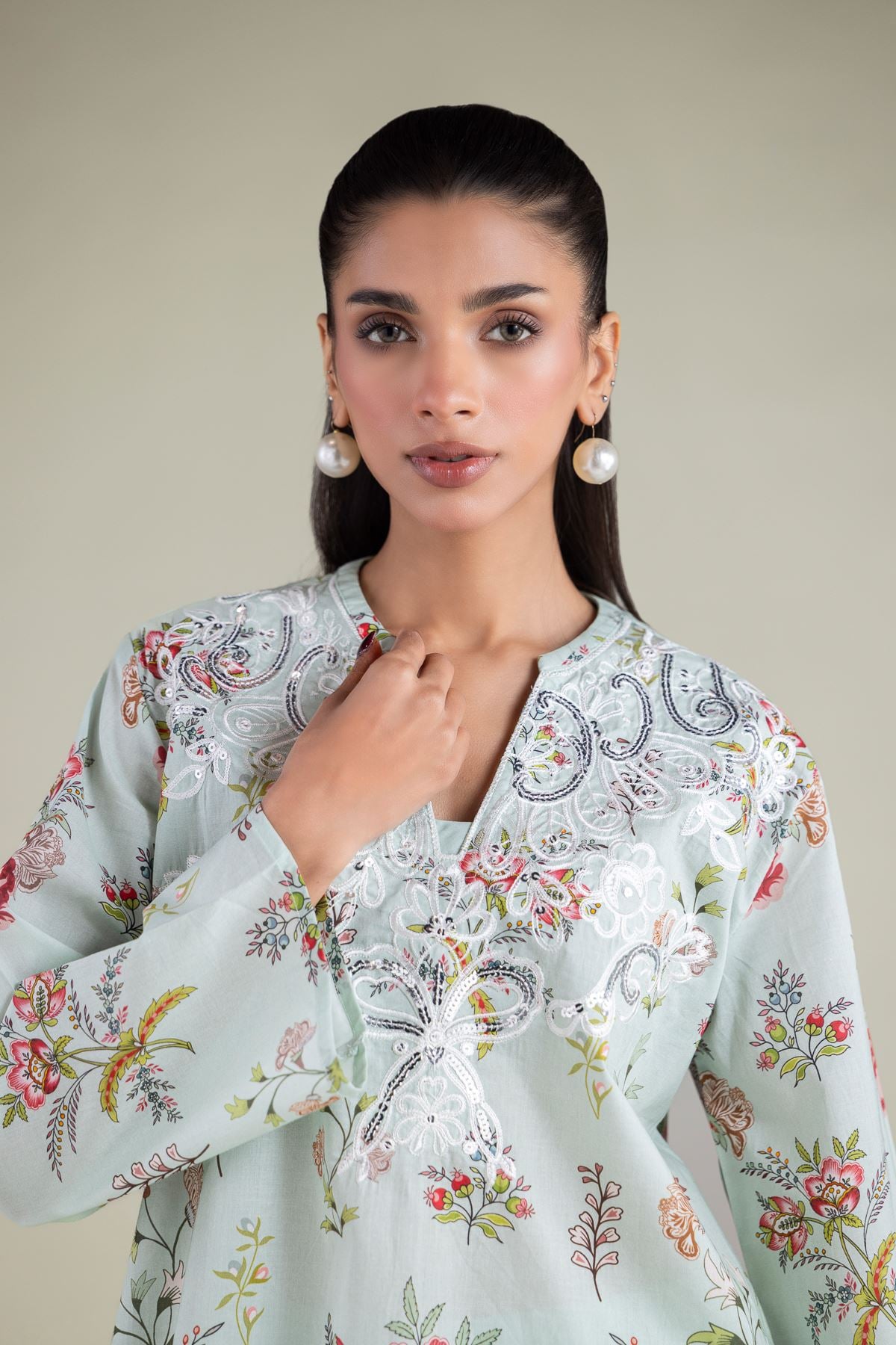 Embroidered Cambric Tunic - 6-26-105-A-C-VG