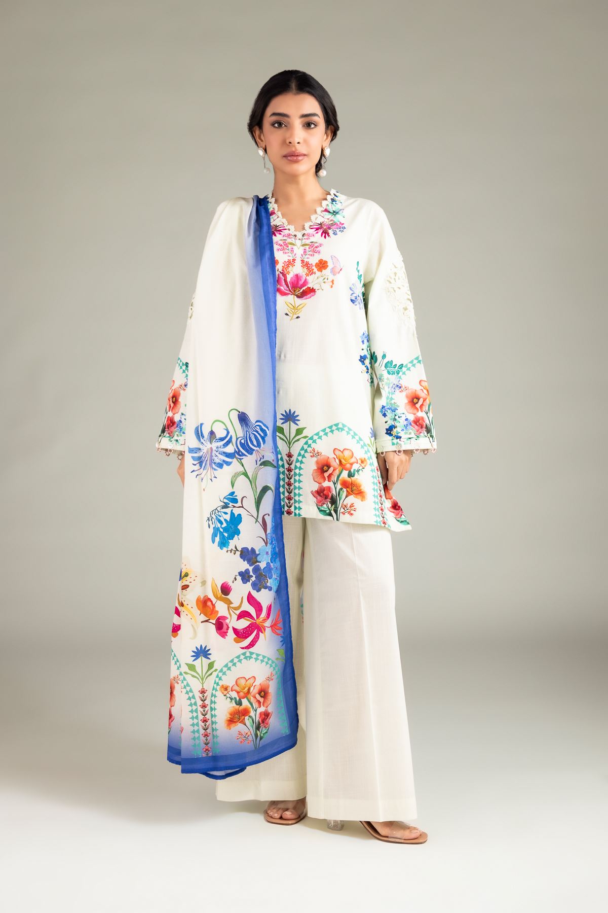 Printed Textured Lawn Dupatta - 1-26-130-A-H-VG