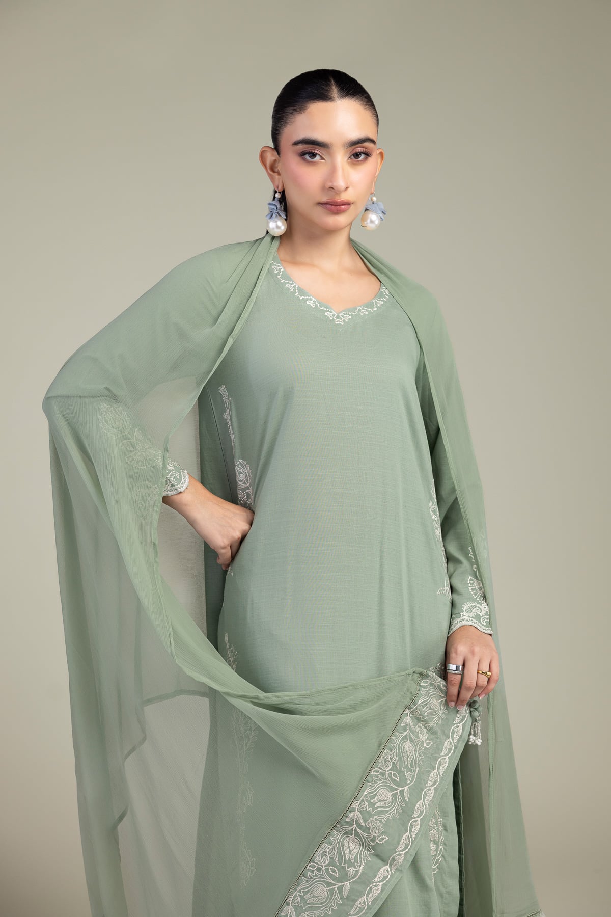 Embroidered Chiffon Chiffon Embroidered Dupatta - 1-26-309-B-D1-VG