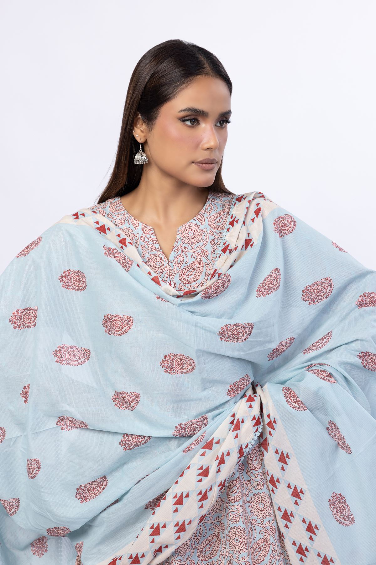 Printed Slub Lawn Dupatta - 25-09-9S2-07BA-VG