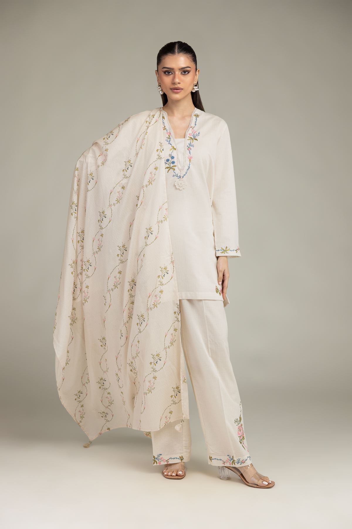 Embroidered Cotton Net Cotton Net Dupatta - 1-26-245-A-J1-VG