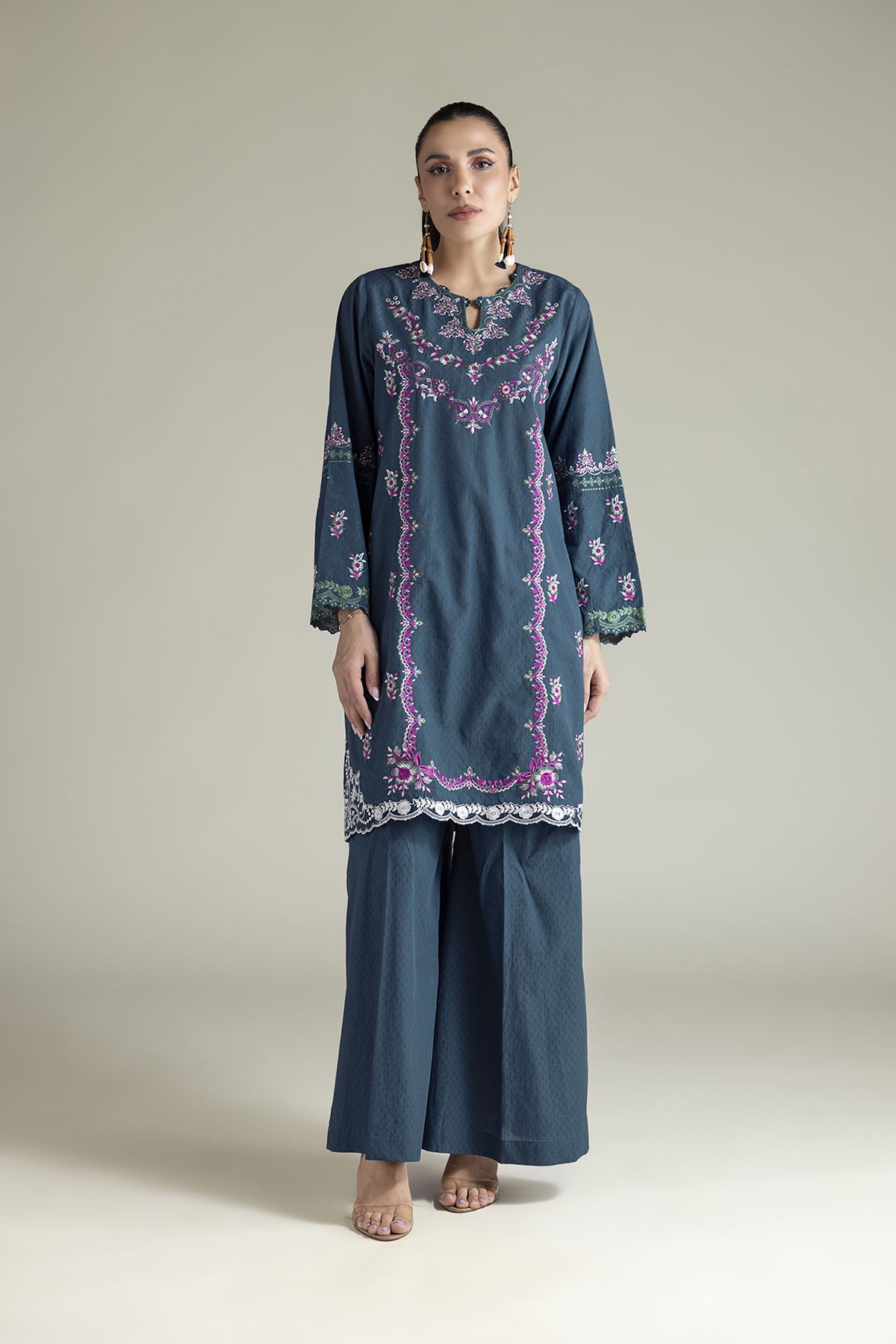 Embroidered Cotton Dobby Fabrics 2 Piece | Top and Bottom - A22-26-223FD2-VG